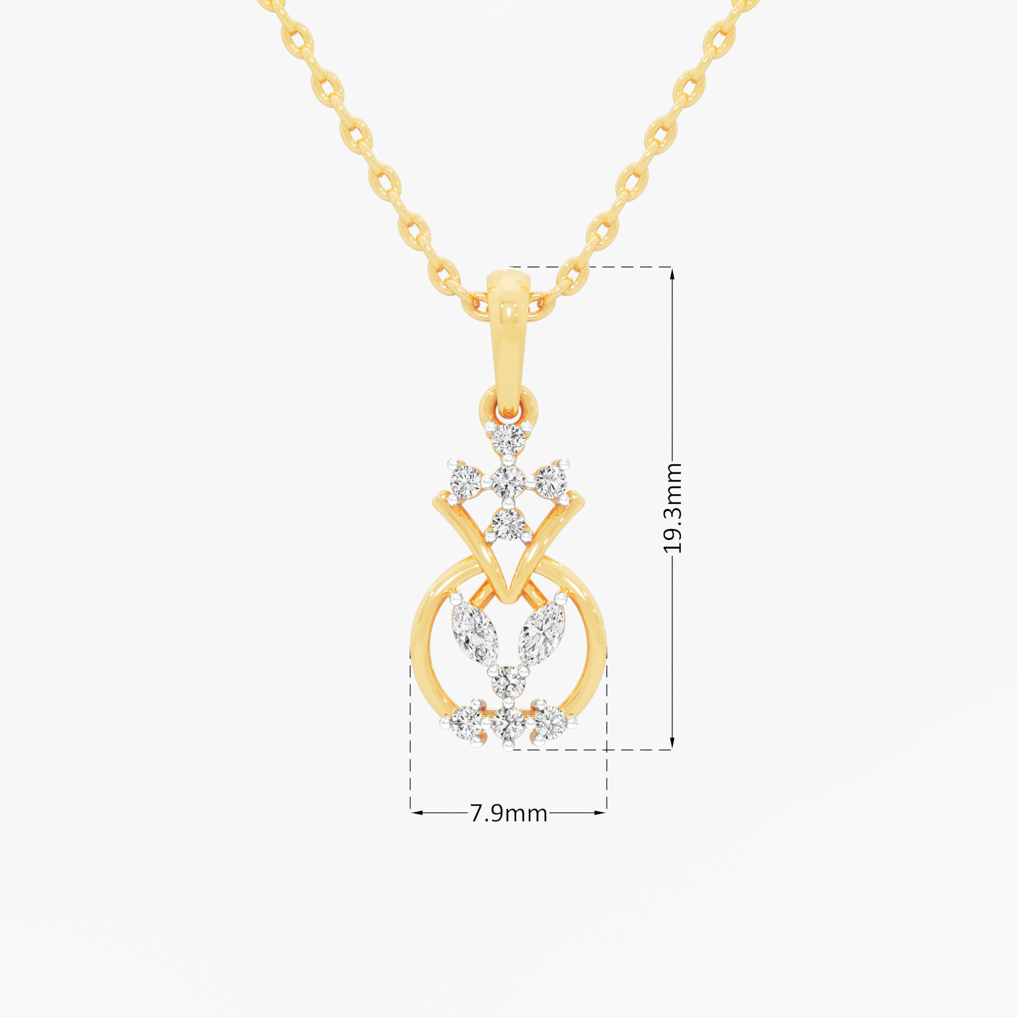 Circlet Bow Diamond Pendant in 9KT Yellow Gold (Diamond Quality:FG-VVS VS)
