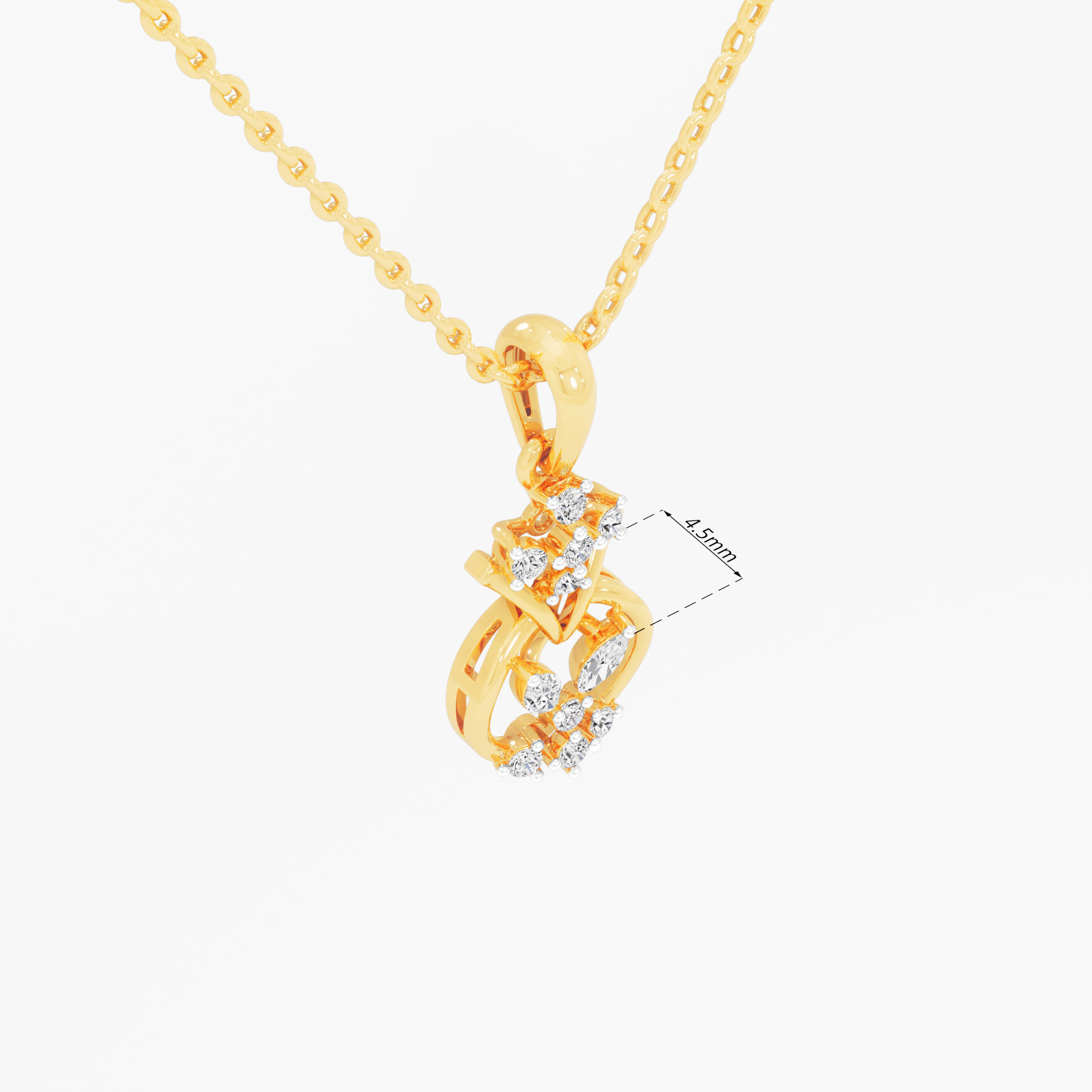 Circlet Bow Diamond Pendant in 9KT Yellow Gold (Diamond Quality:FG-VVS VS)