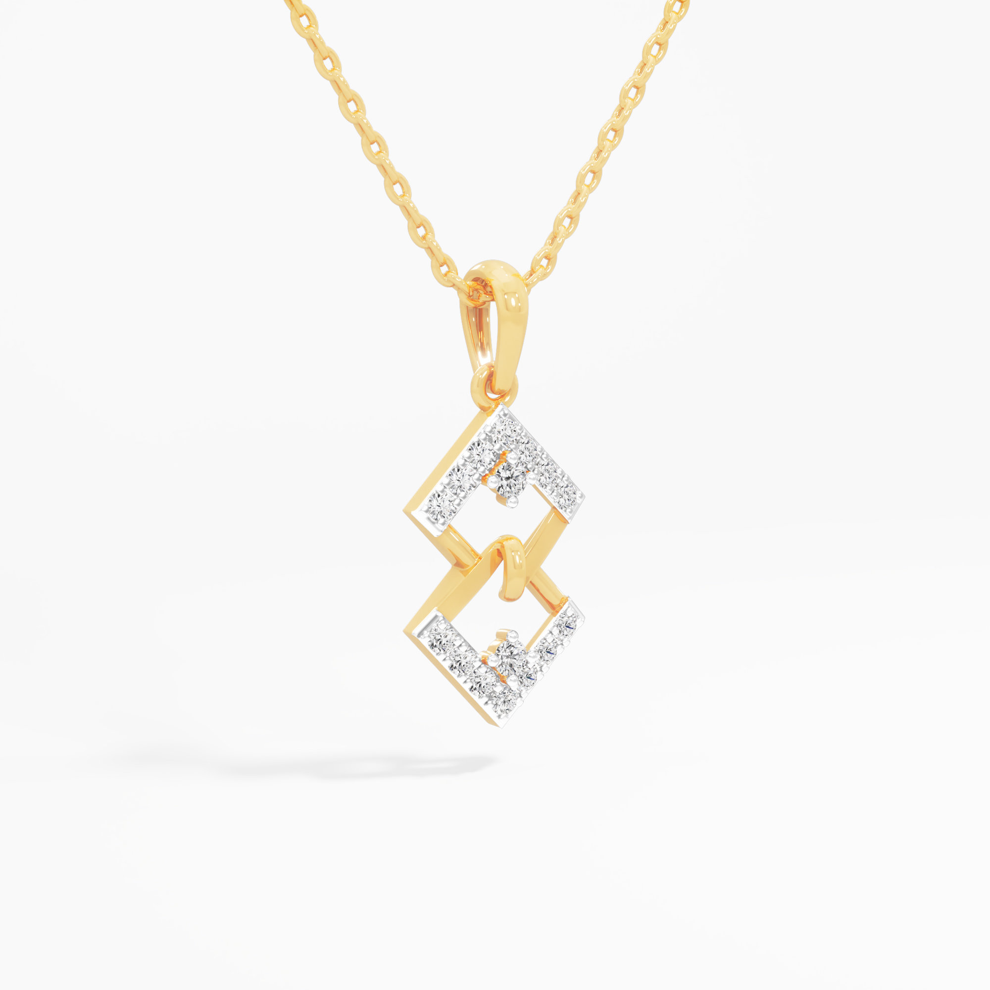 Lattice Point Diamond Pendant in 9KT Yellow Gold (Diamond Quality:FG-VVS VS)