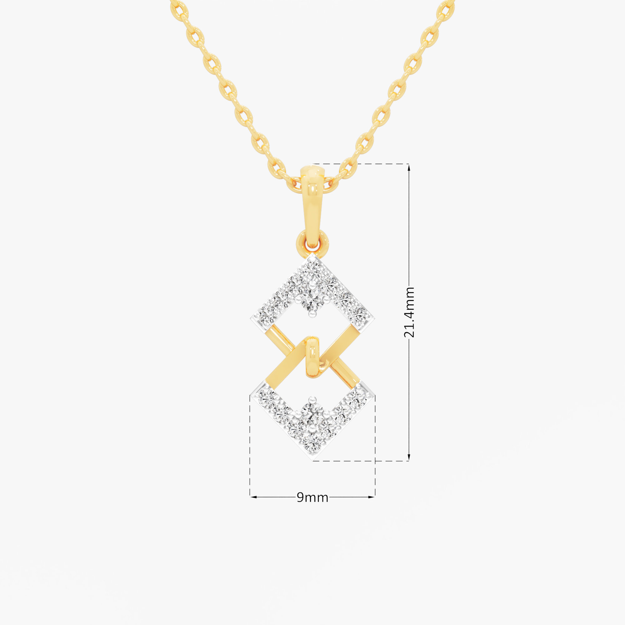 Lattice Point Diamond Pendant in 9KT Yellow Gold (Diamond Quality:FG-VVS VS)