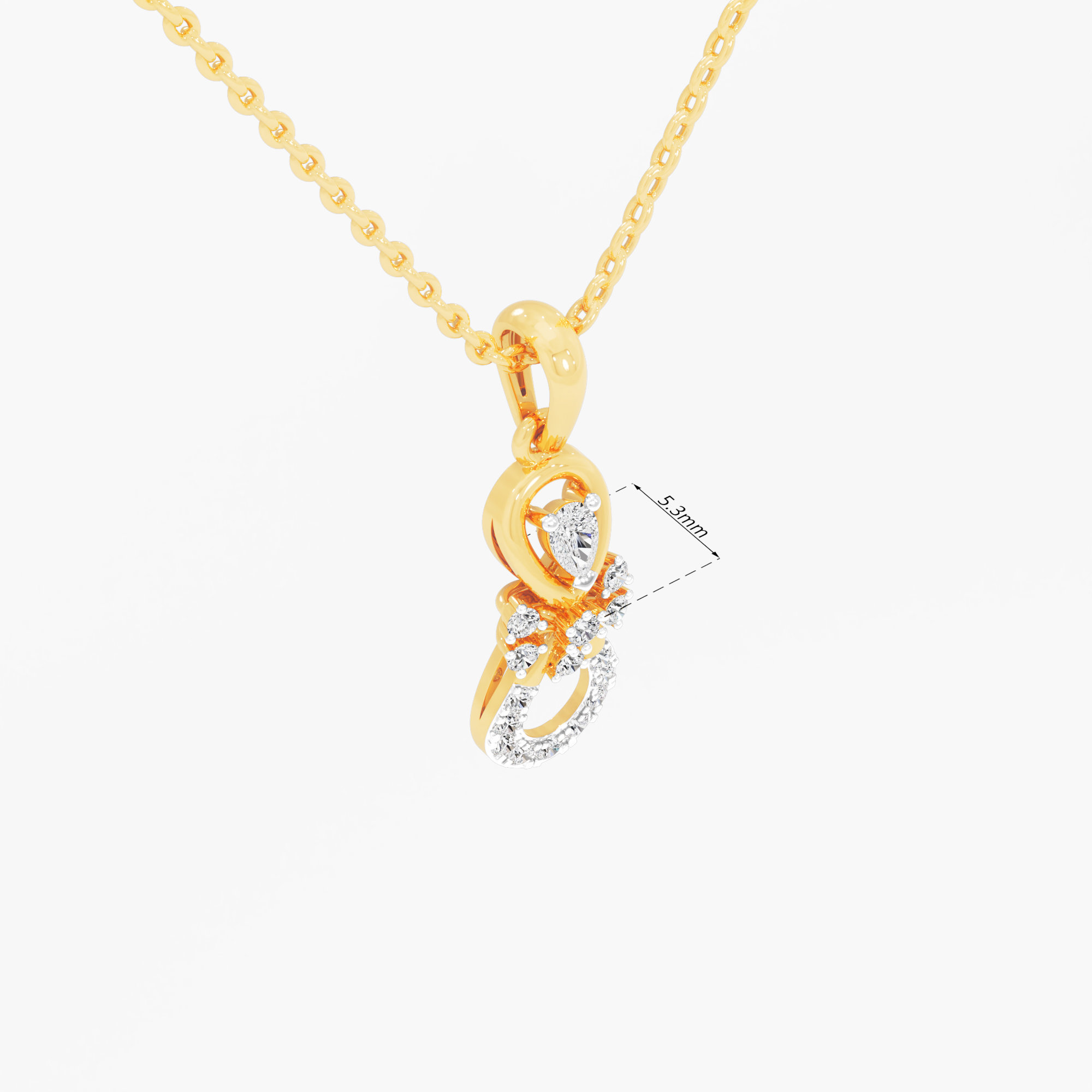 Infinity Bow Diamond Pendant in 9KT Yellow Gold (Diamond Quality:FG-VVS VS)