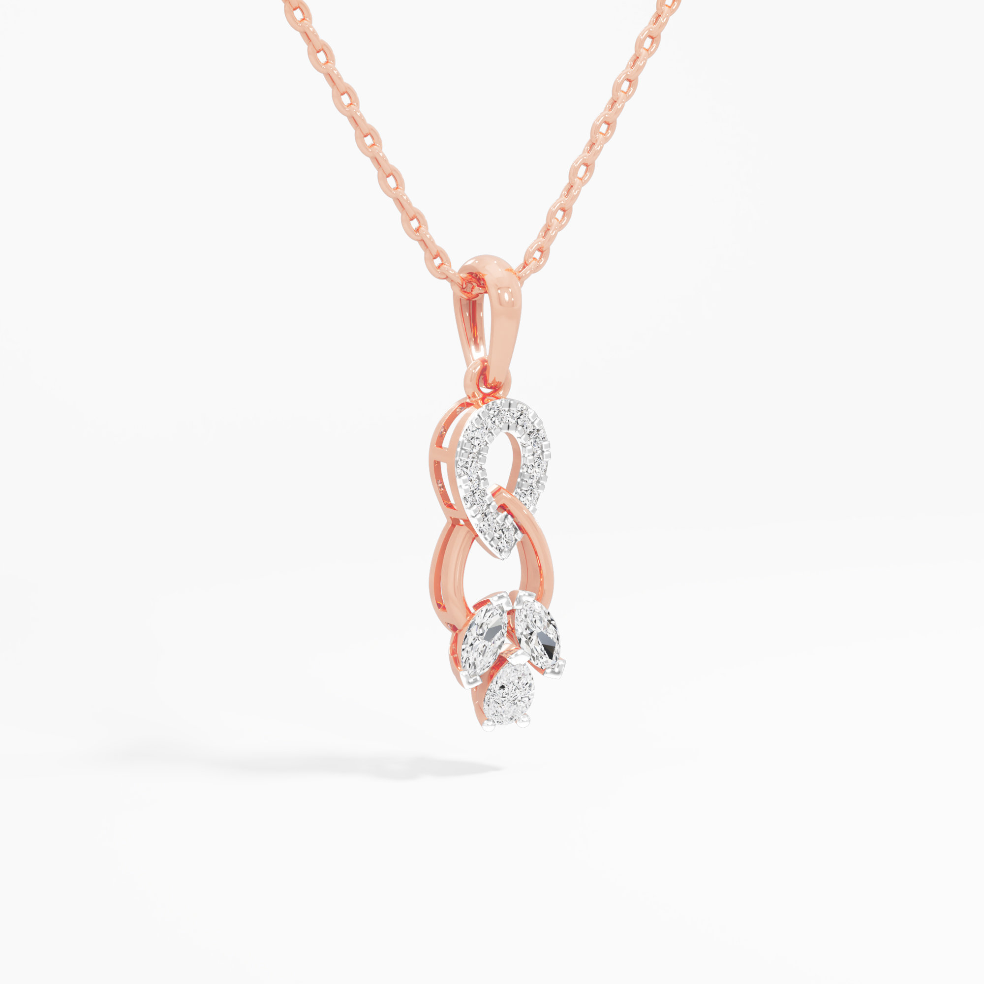 Ribbon Loop Diamond Pendants | Pendant Only in 9KT Rose Gold (Diamond Quality: FG-VVS VS)