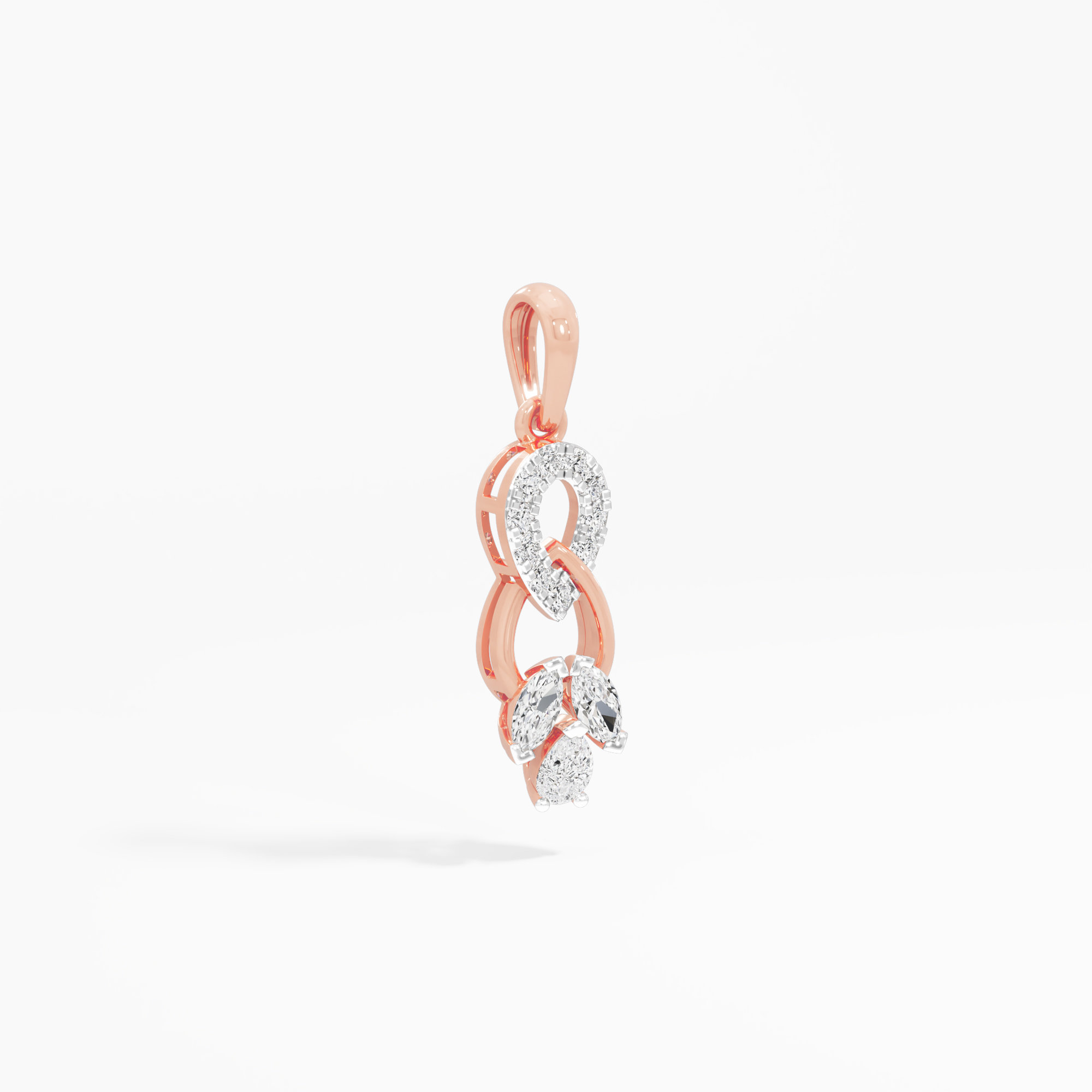 Ribbon Loop Diamond Pendants | Pendant Only in 9KT Rose Gold (Diamond Quality: FG-VVS VS)