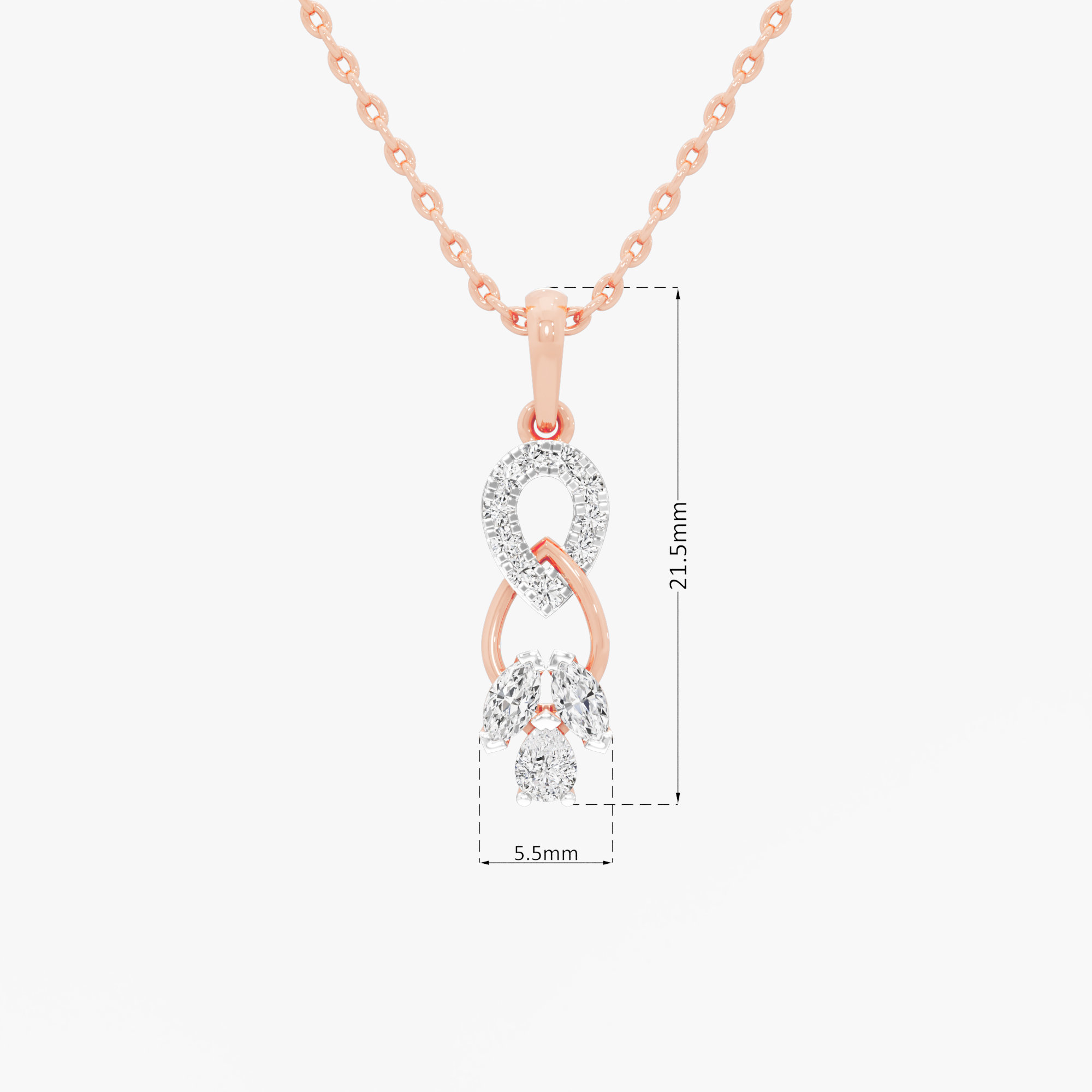 Ribbon Loop Diamond Pendants | Pendant Only in 9KT Rose Gold (Diamond Quality: FG-VVS VS)