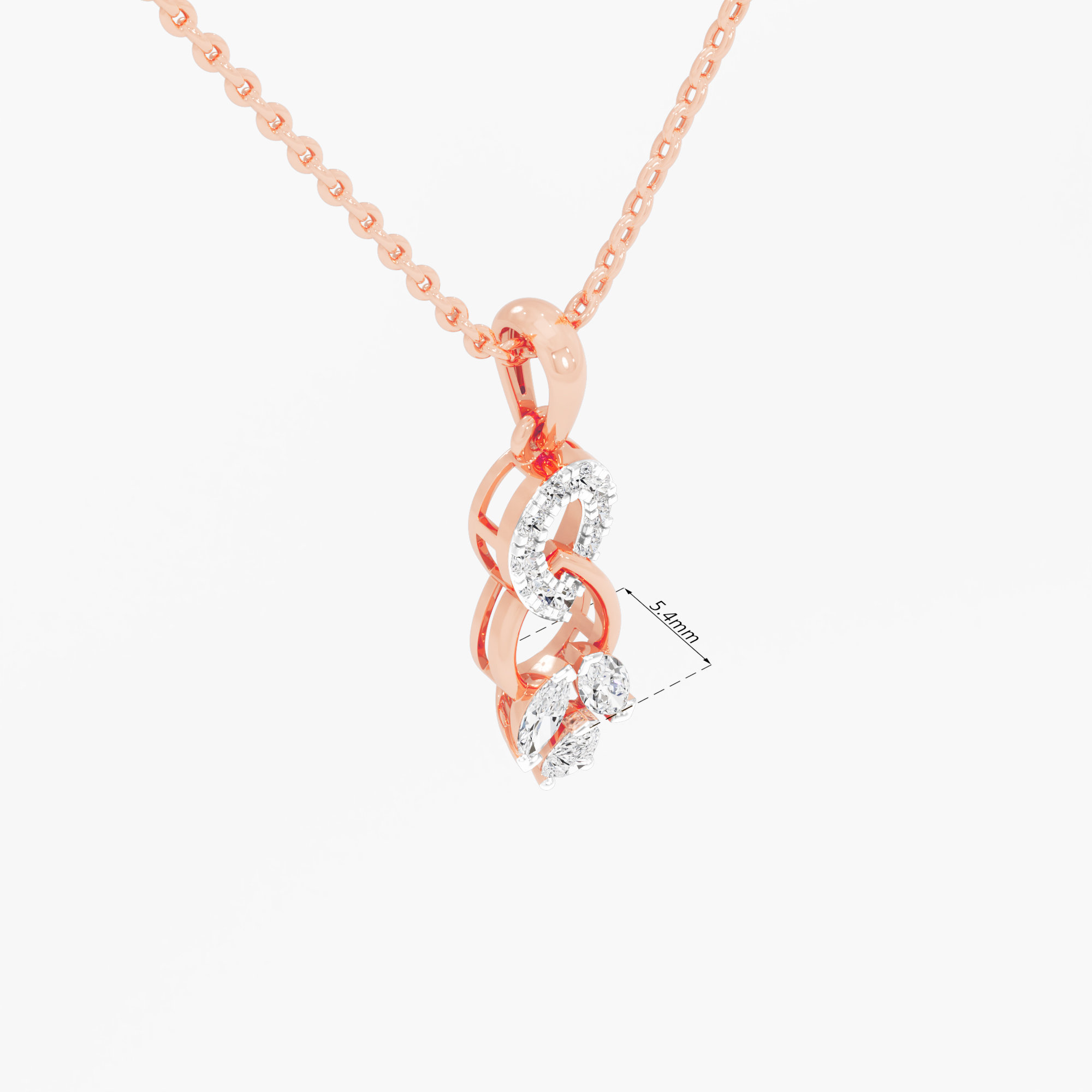 Ribbon Loop Diamond Pendants | Pendant Only in 9KT Rose Gold (Diamond Quality: FG-VVS VS)