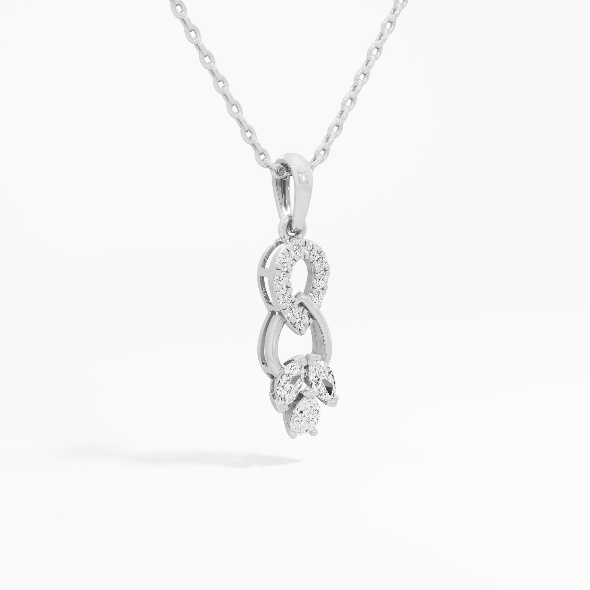 Ribbon Loop Diamond Pendants | Chain Available Separately in 9KT White Gold (Diamond Quality: FG-VVS VS)