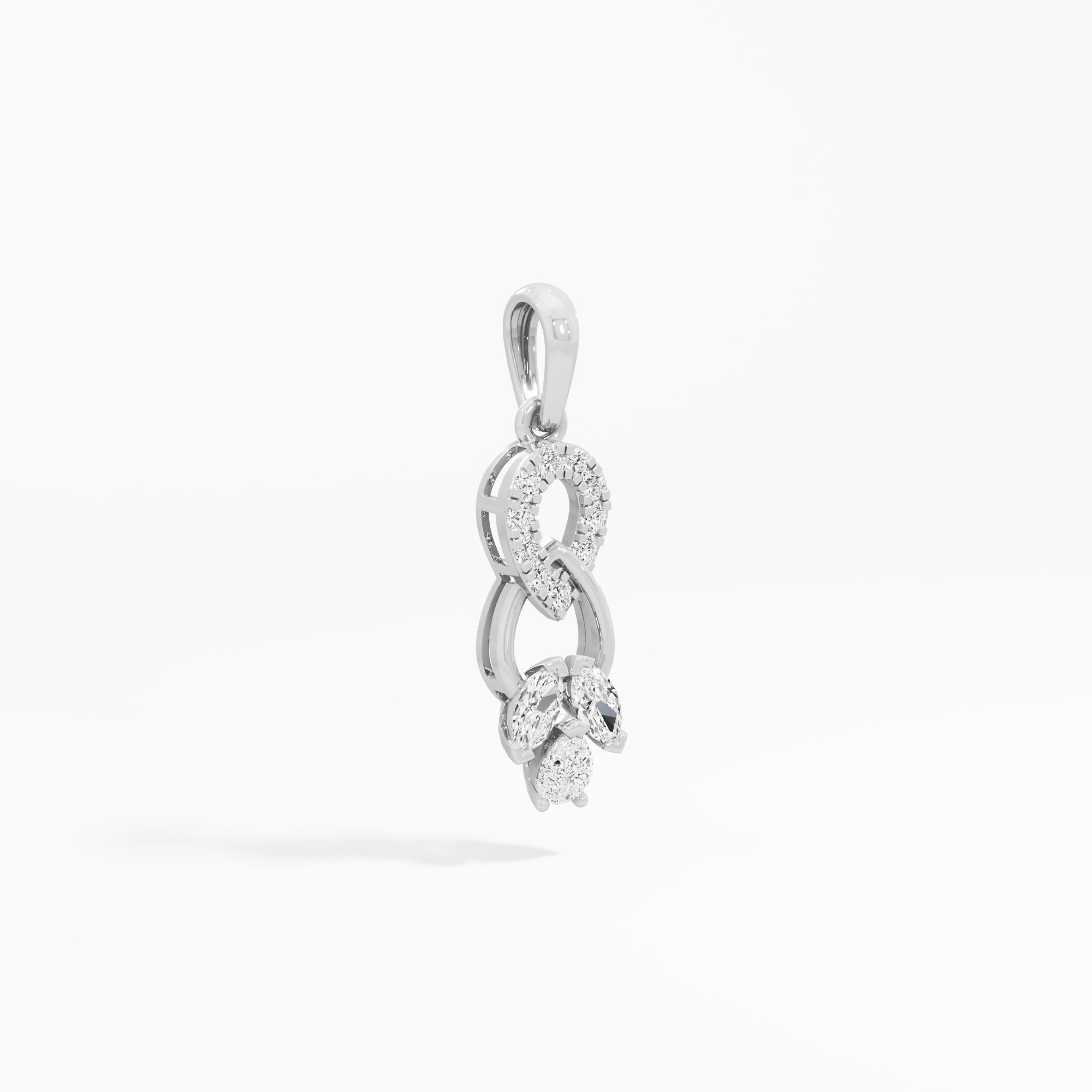 Ribbon Loop Diamond Pendants | Chain Available Separately in 9KT White Gold (Diamond Quality: FG-VVS VS)