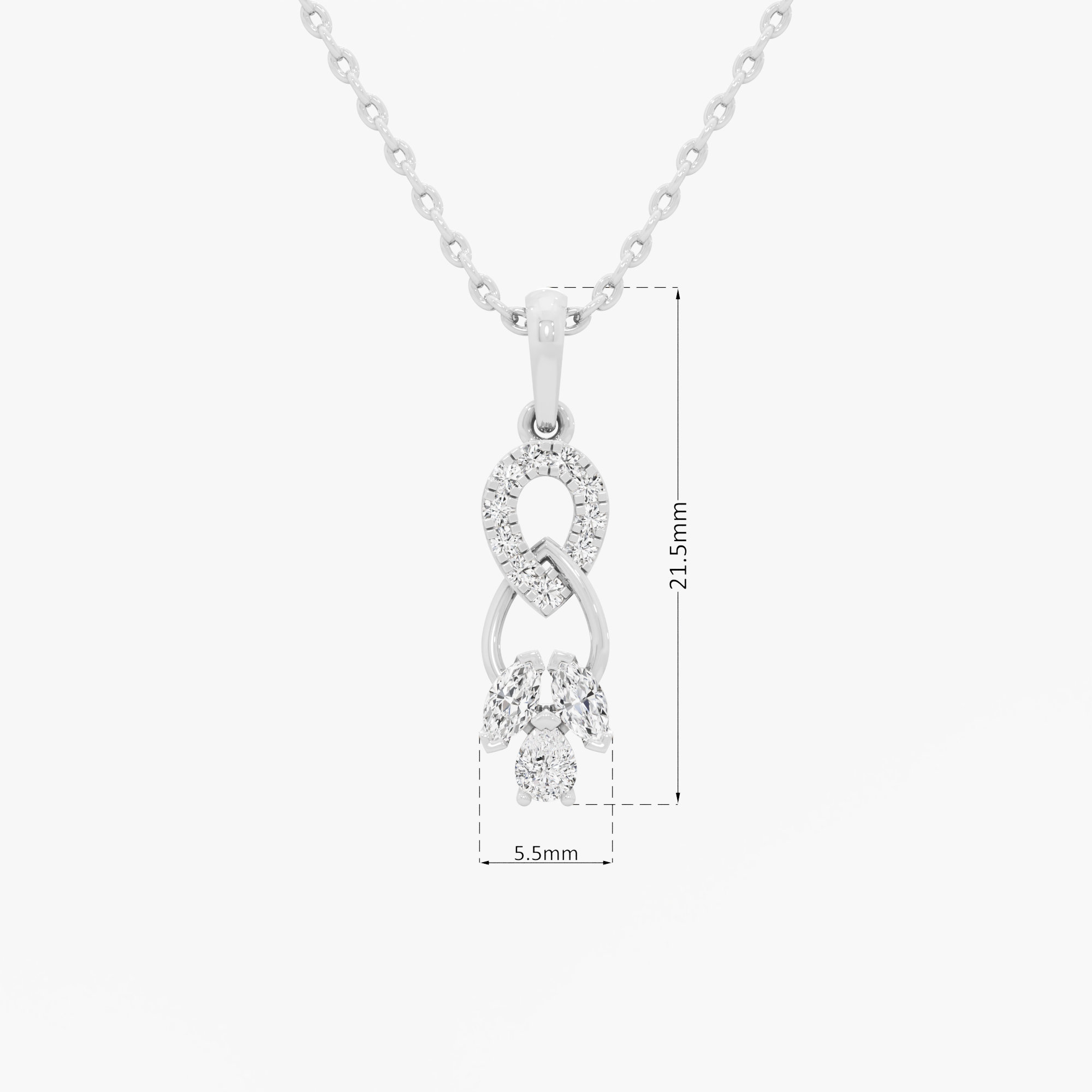 Ribbon Loop Diamond Pendants | Chain Available Separately in 9KT White Gold (Diamond Quality: FG-VVS VS)