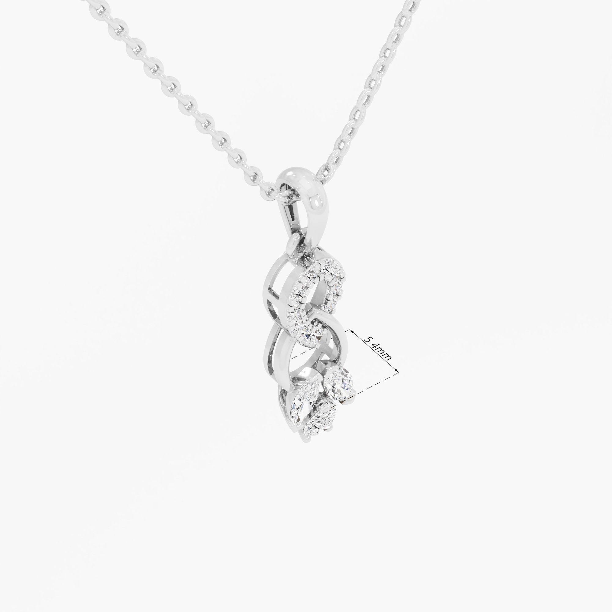 Ribbon Loop Diamond Pendants | Chain Available Separately in 9KT White Gold (Diamond Quality: FG-VVS VS)
