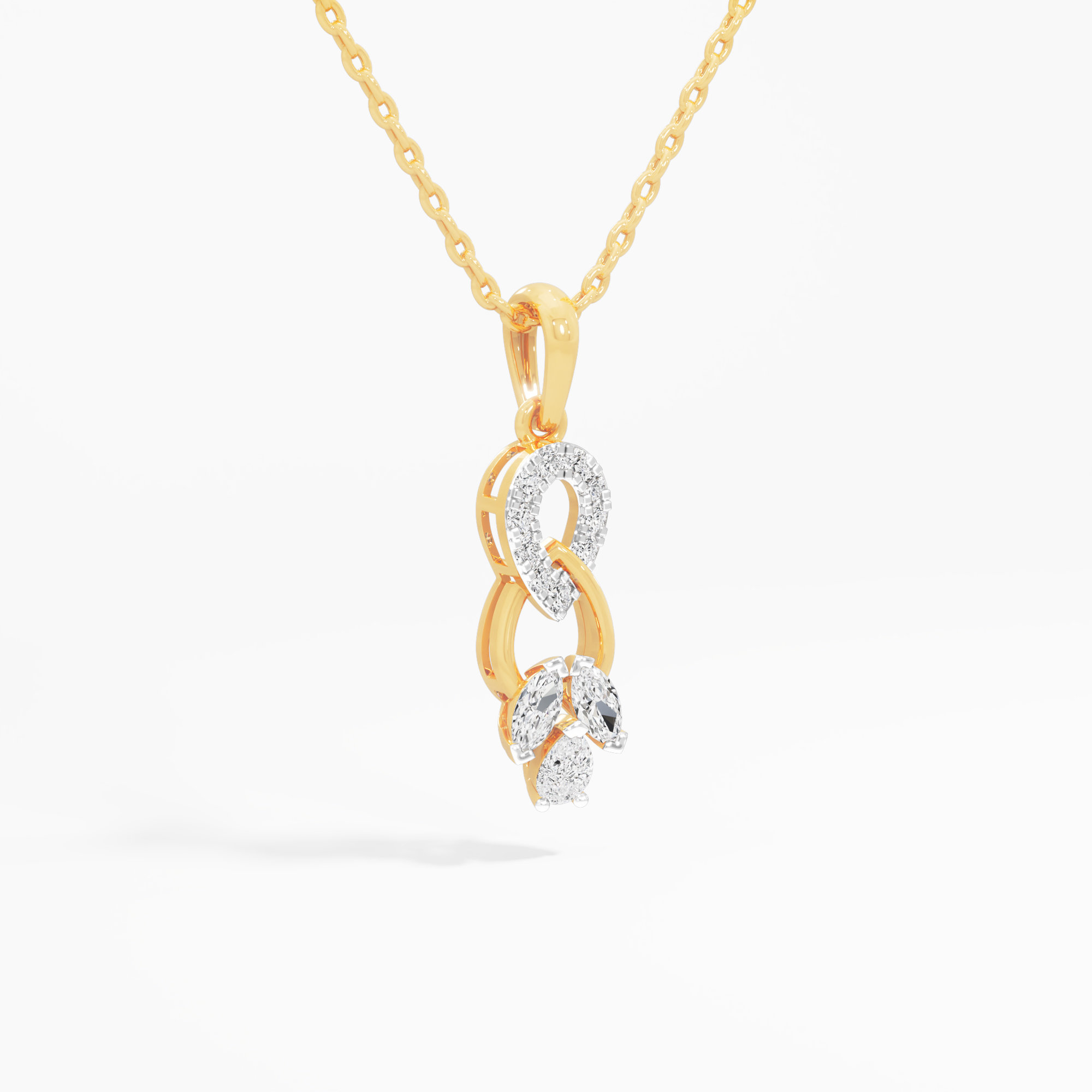 Ribbon Loop Diamond Pendants | Individual Pendant in 9KT Yellow Gold (Diamond Quality: FG-VVS VS)
