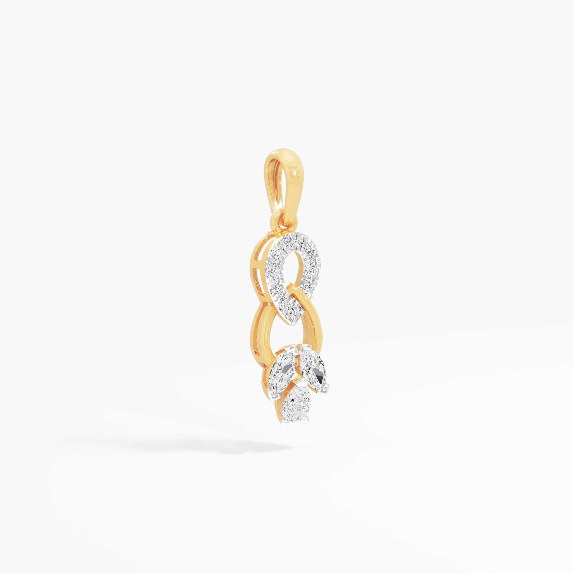Ribbon Loop Diamond Pendants | Individual Pendant in 9KT Yellow Gold (Diamond Quality: FG-VVS VS)