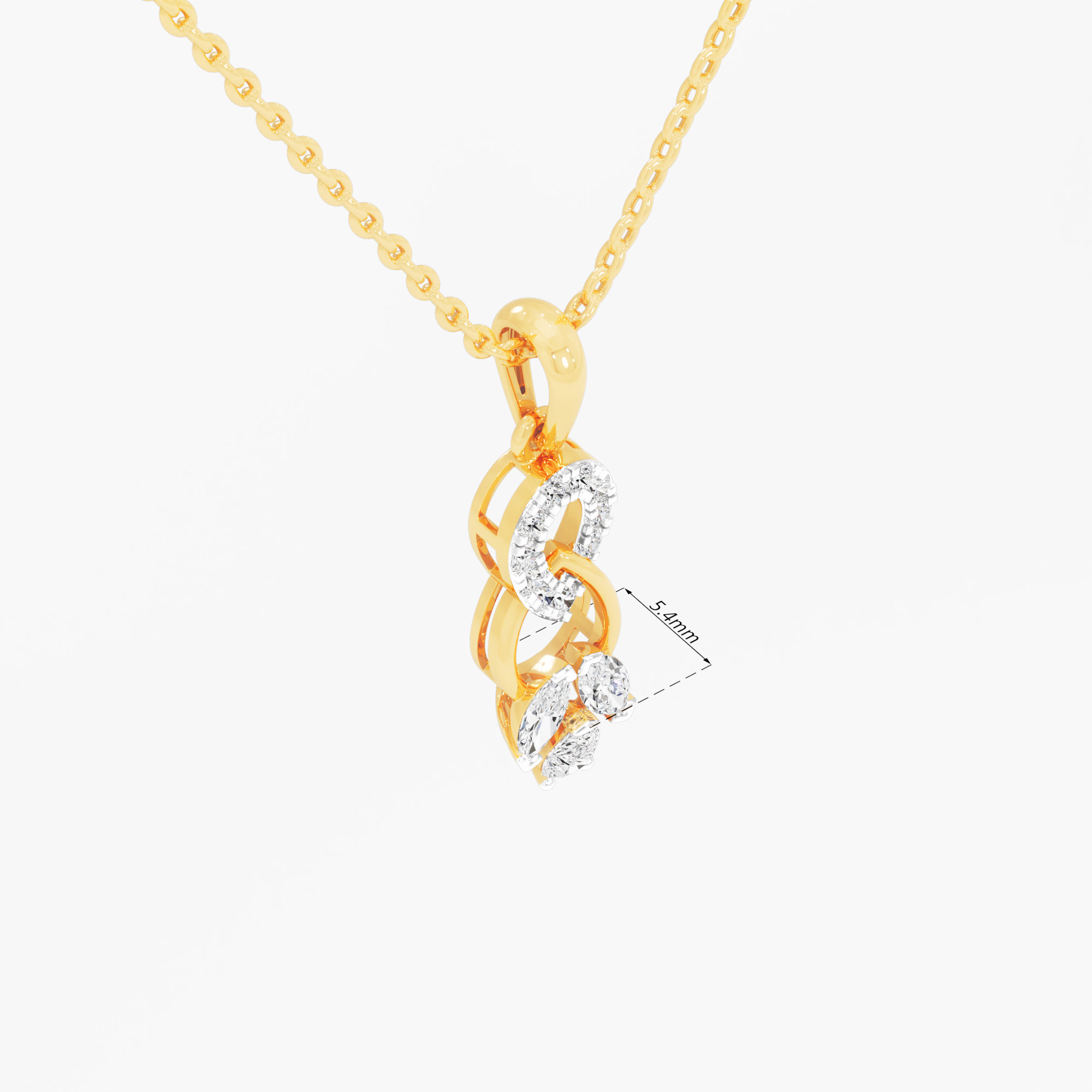 Ribbon Loop Diamond Pendants | Individual Pendant in 9KT Yellow Gold (Diamond Quality: FG-VVS VS)