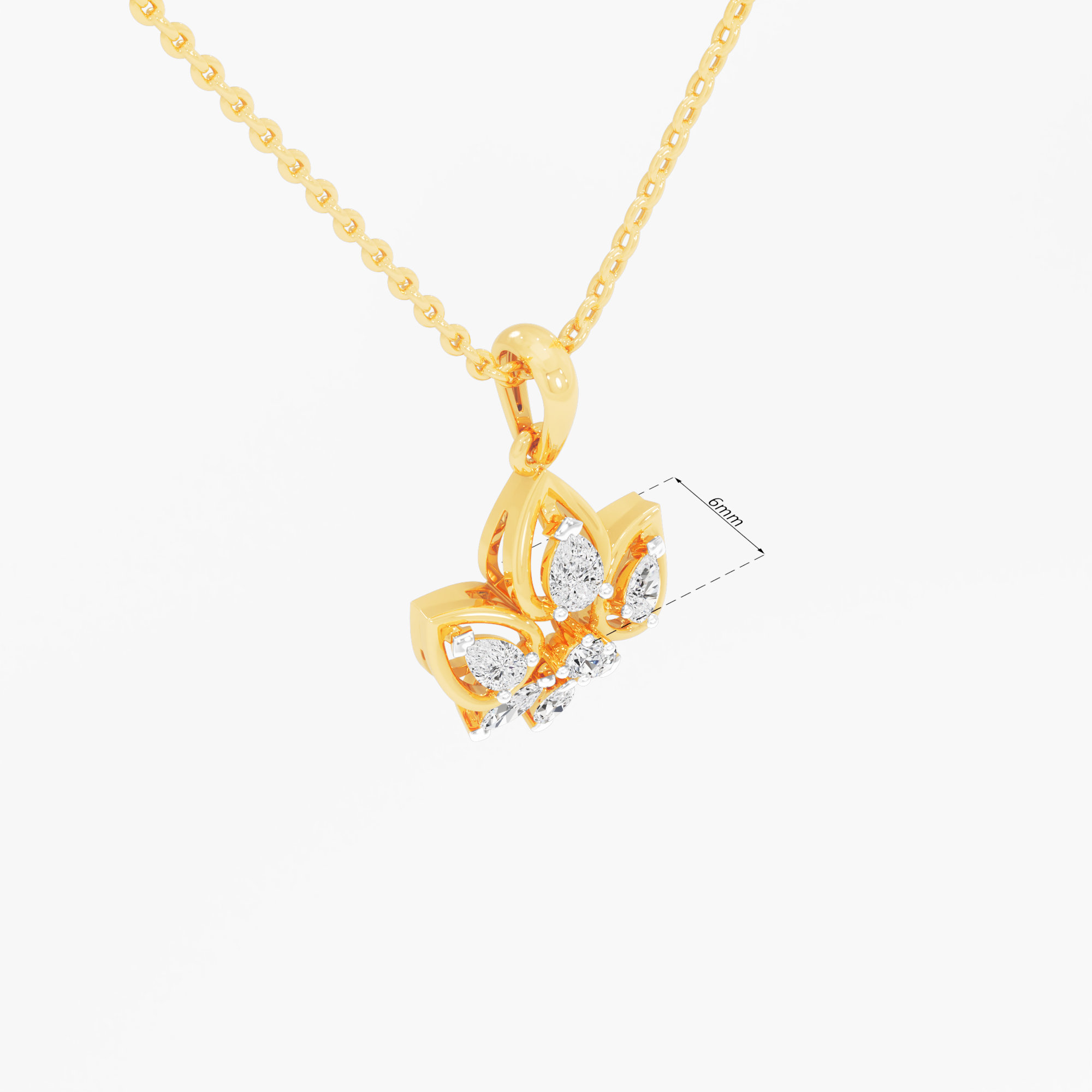 Leaf Flare Diamond Pendant in 9KT Yellow Gold (Diamond Quality:FG-VVS VS)