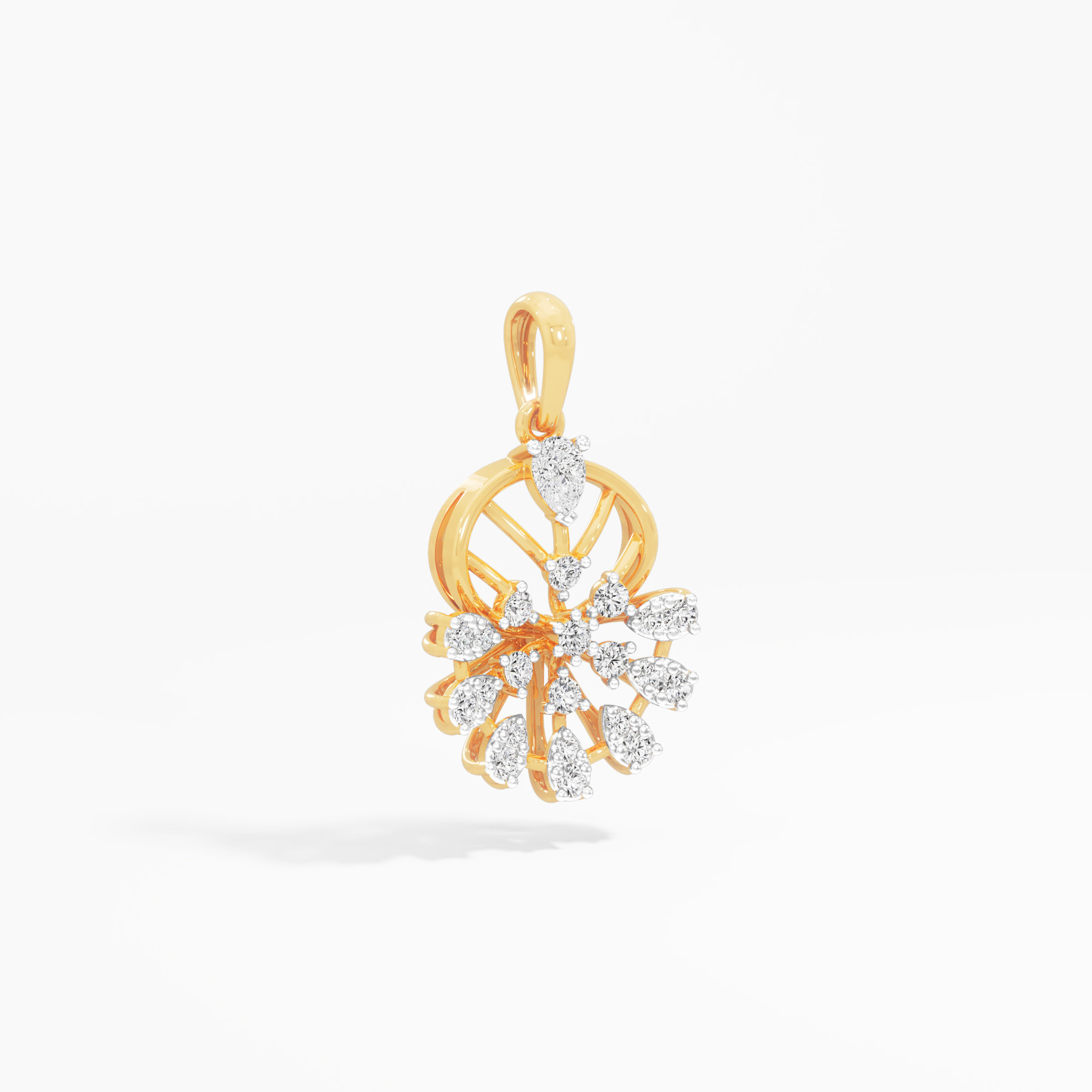 Spoke Flare Diamond Pendant in 9KT Yellow Gold (Diamond Quality:EF-VVS)