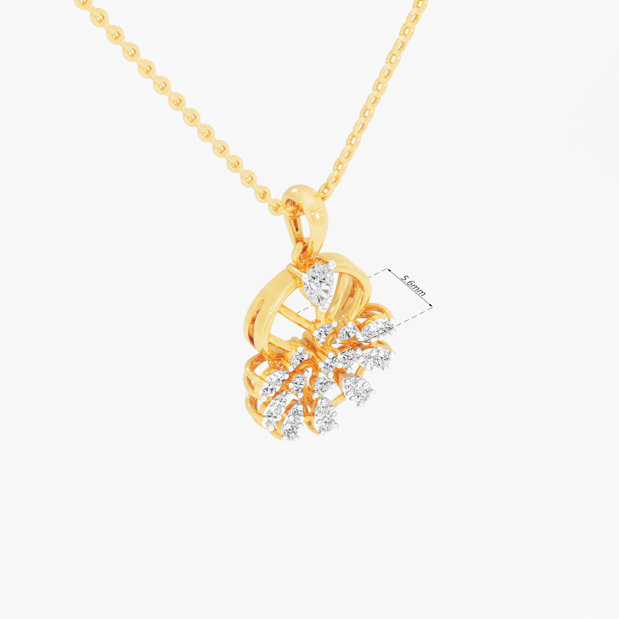 Spoke Flare Diamond Pendant in 9KT Yellow Gold (Diamond Quality:EF-VVS)