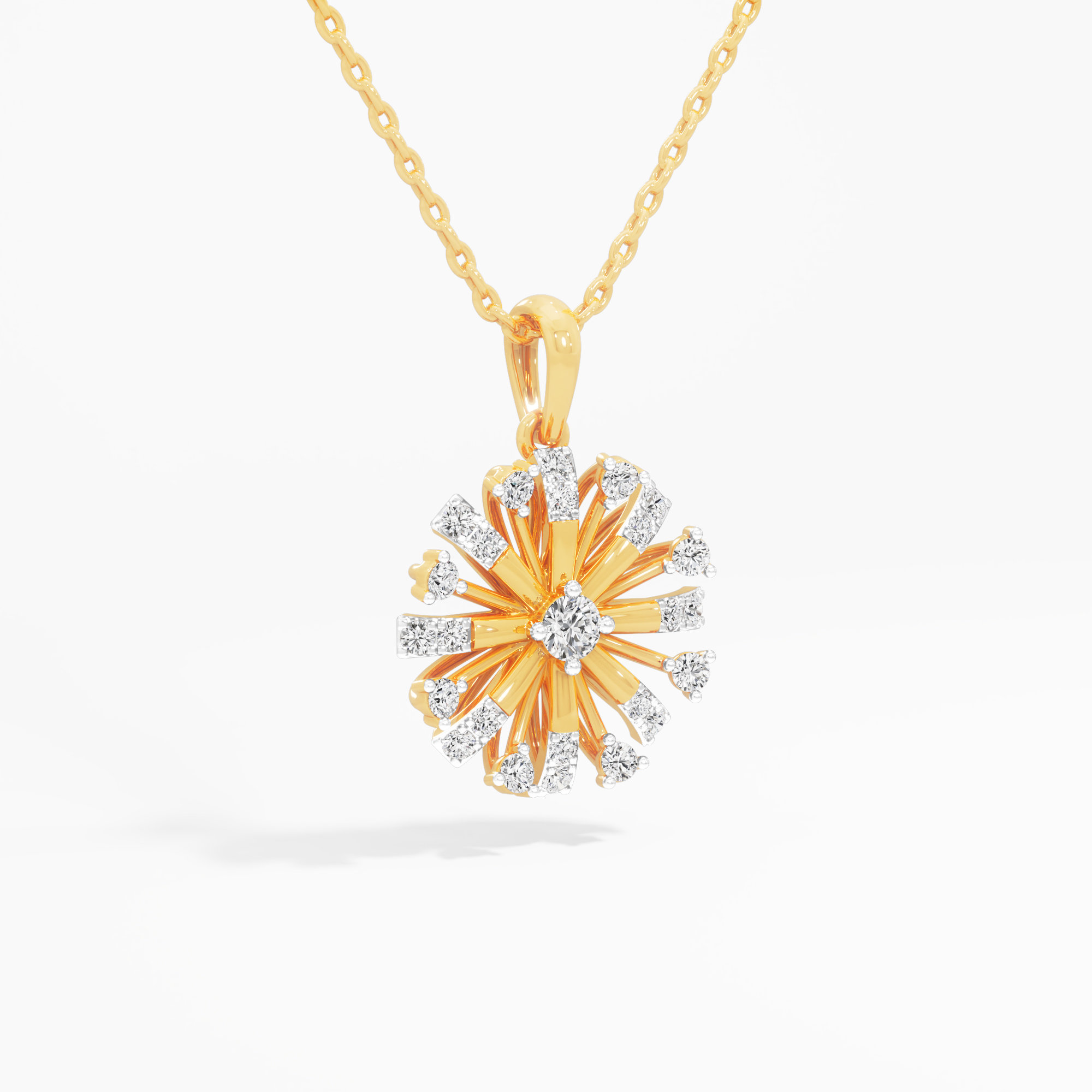 Solstice Medallion Diamond Pendant in 9KT Yellow Gold (Diamond Quality:EF-VVS VS)