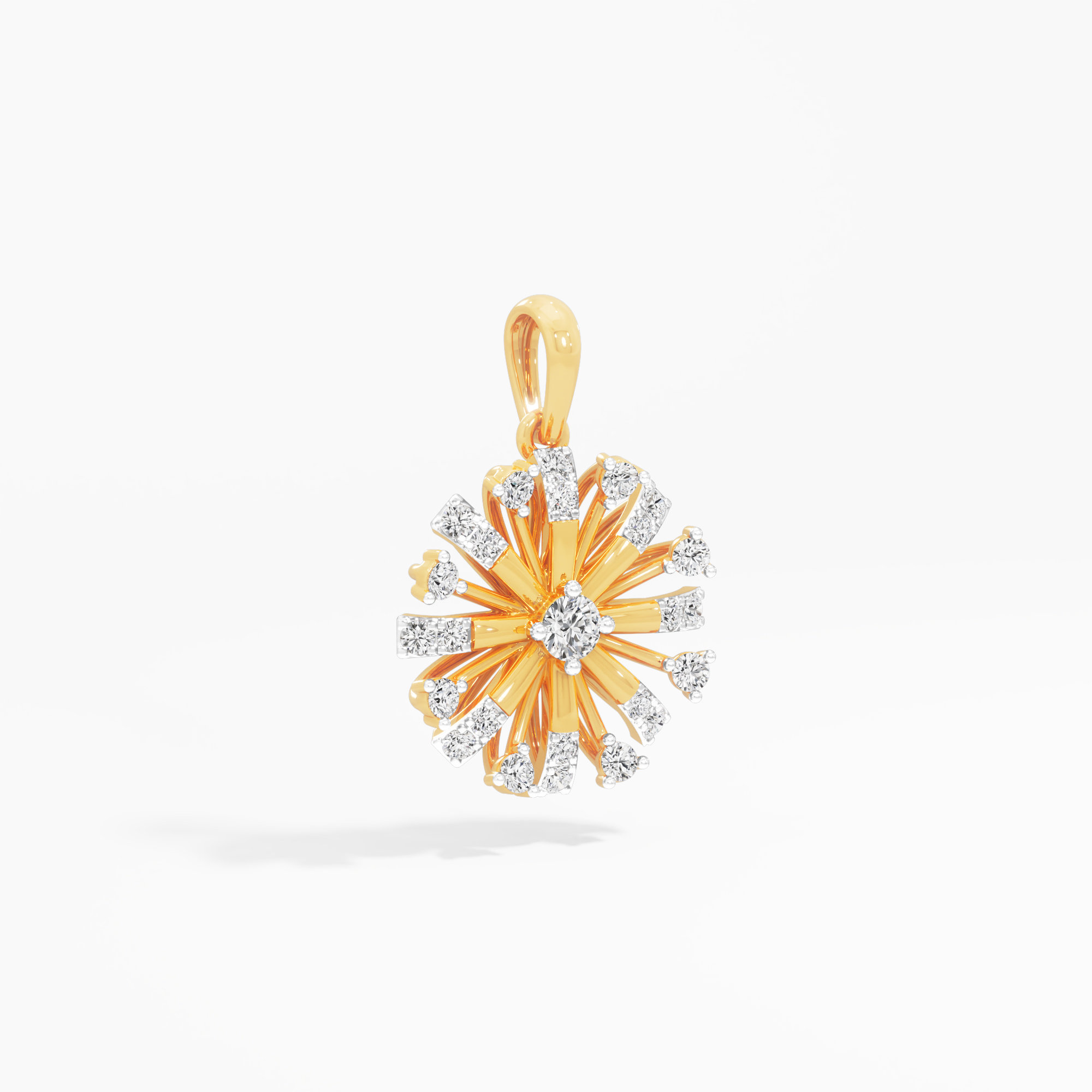 Solstice Medallion Diamond Pendant in 9KT Yellow Gold (Diamond Quality:EF-VVS VS)