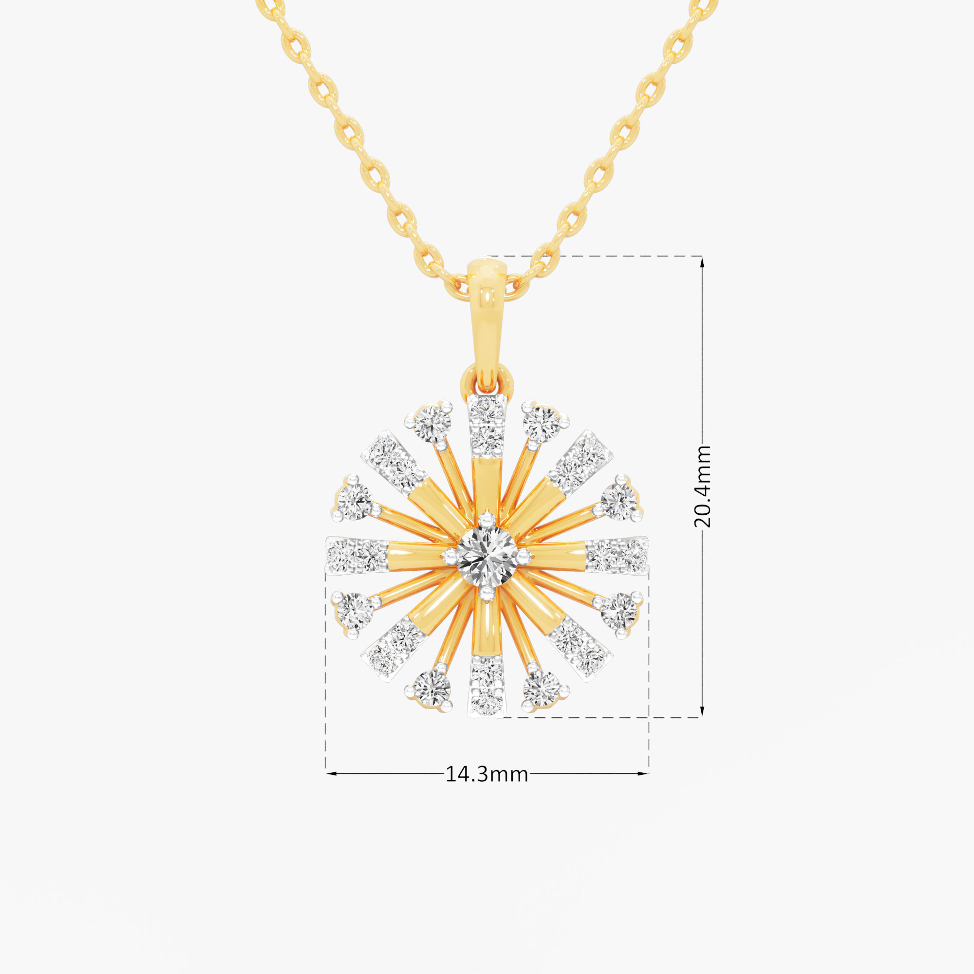 Solstice Medallion Diamond Pendant in 9KT Yellow Gold (Diamond Quality:EF-VVS VS)
