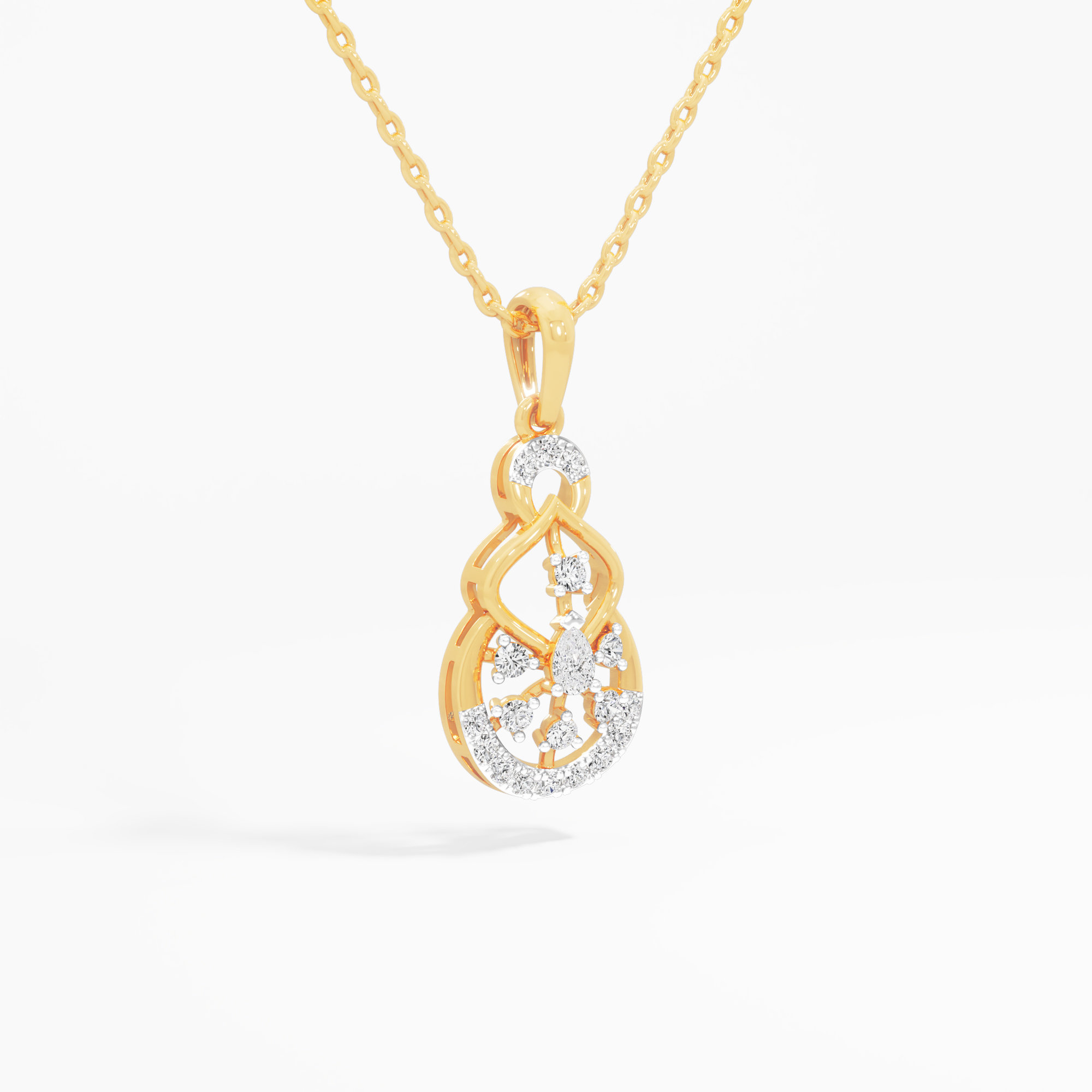 Infinity Loop Diamond Pendant in 9KT Yellow Gold (Diamond Quality:FG-VVS VS)