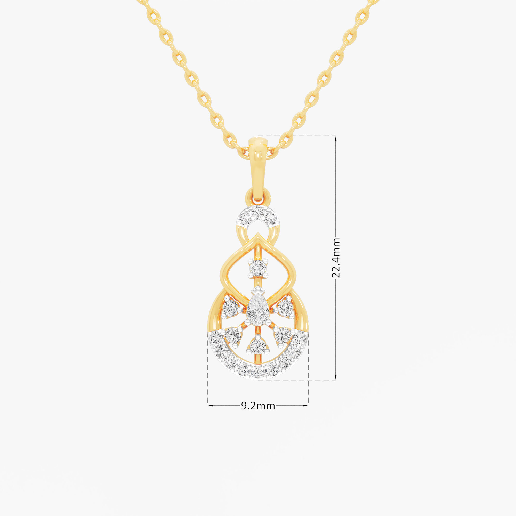 Infinity Loop Diamond Pendant in 9KT Yellow Gold (Diamond Quality:FG-VVS VS)