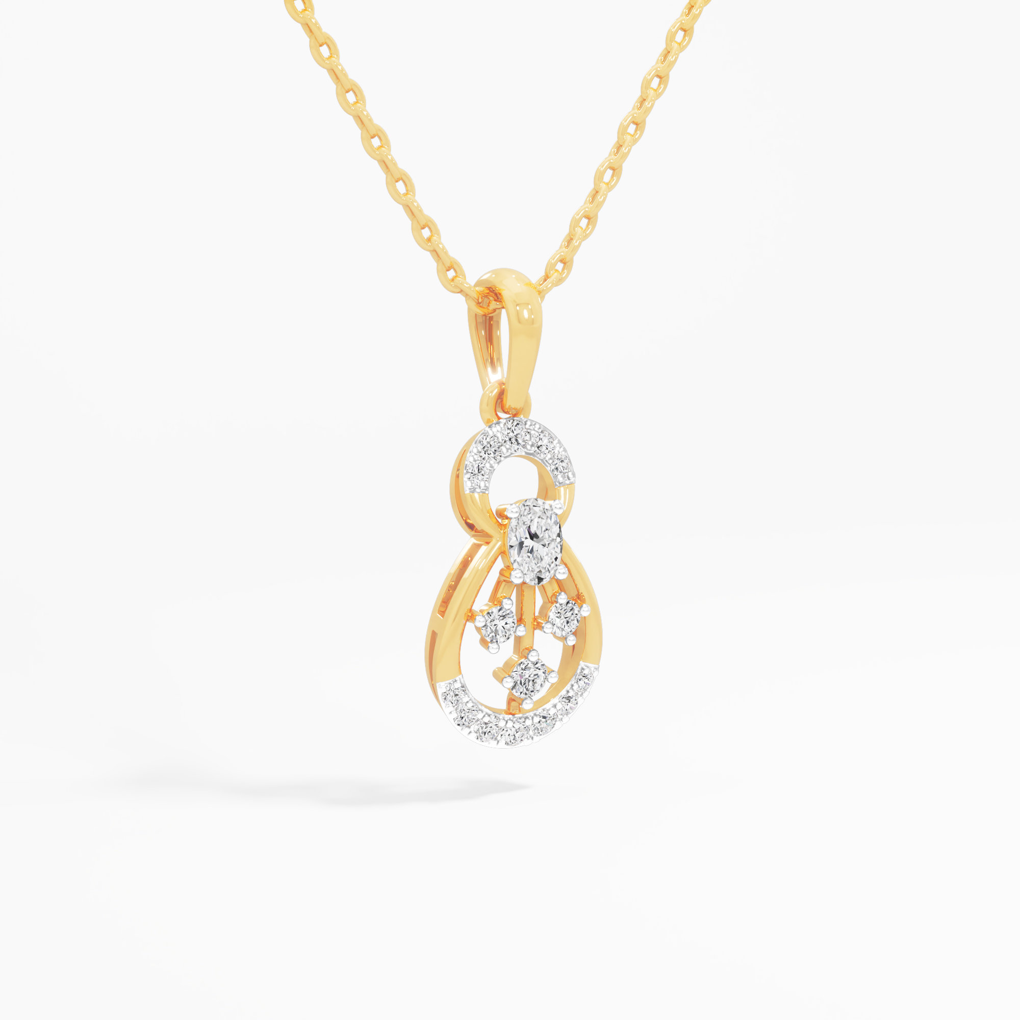 Ribbon Loop Diamond Pendant in 9KT Yellow Gold (Diamond Quality:FG-VVS VS)