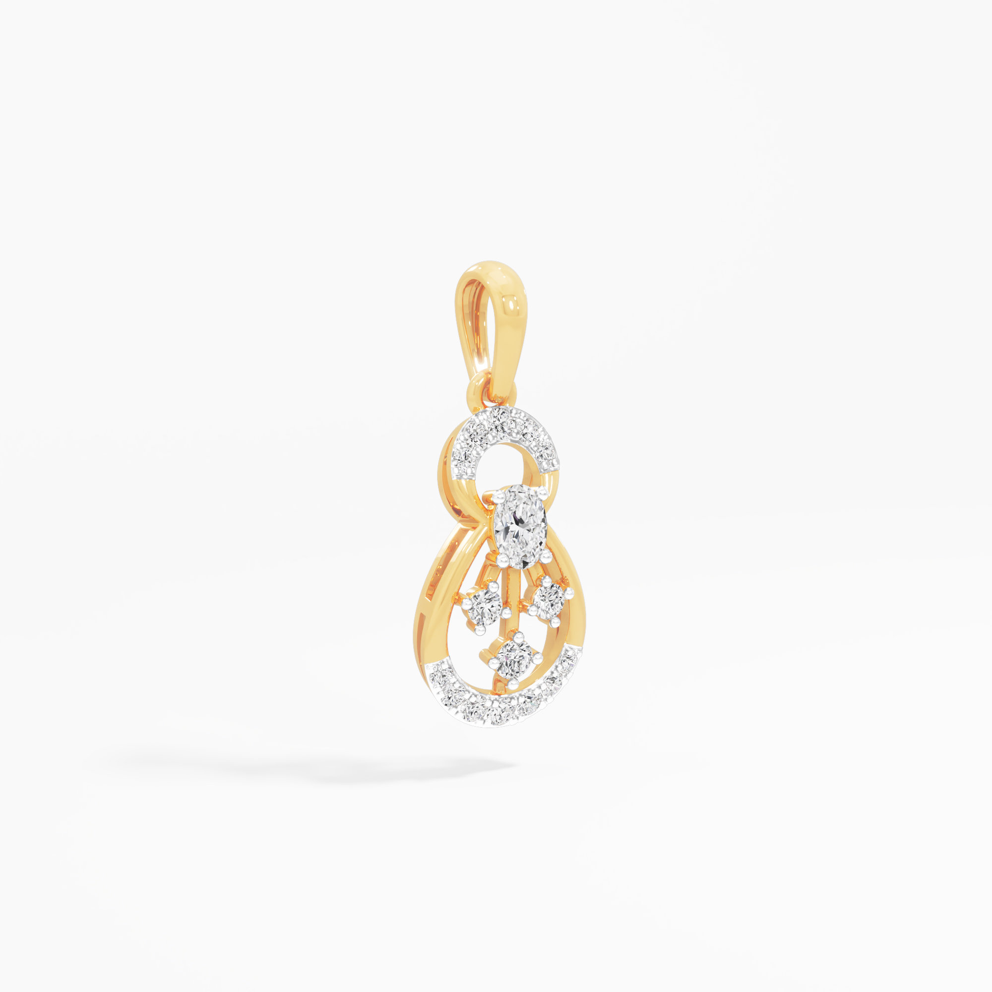 Ribbon Loop Diamond Pendant in 9KT Yellow Gold (Diamond Quality:FG-VVS VS)