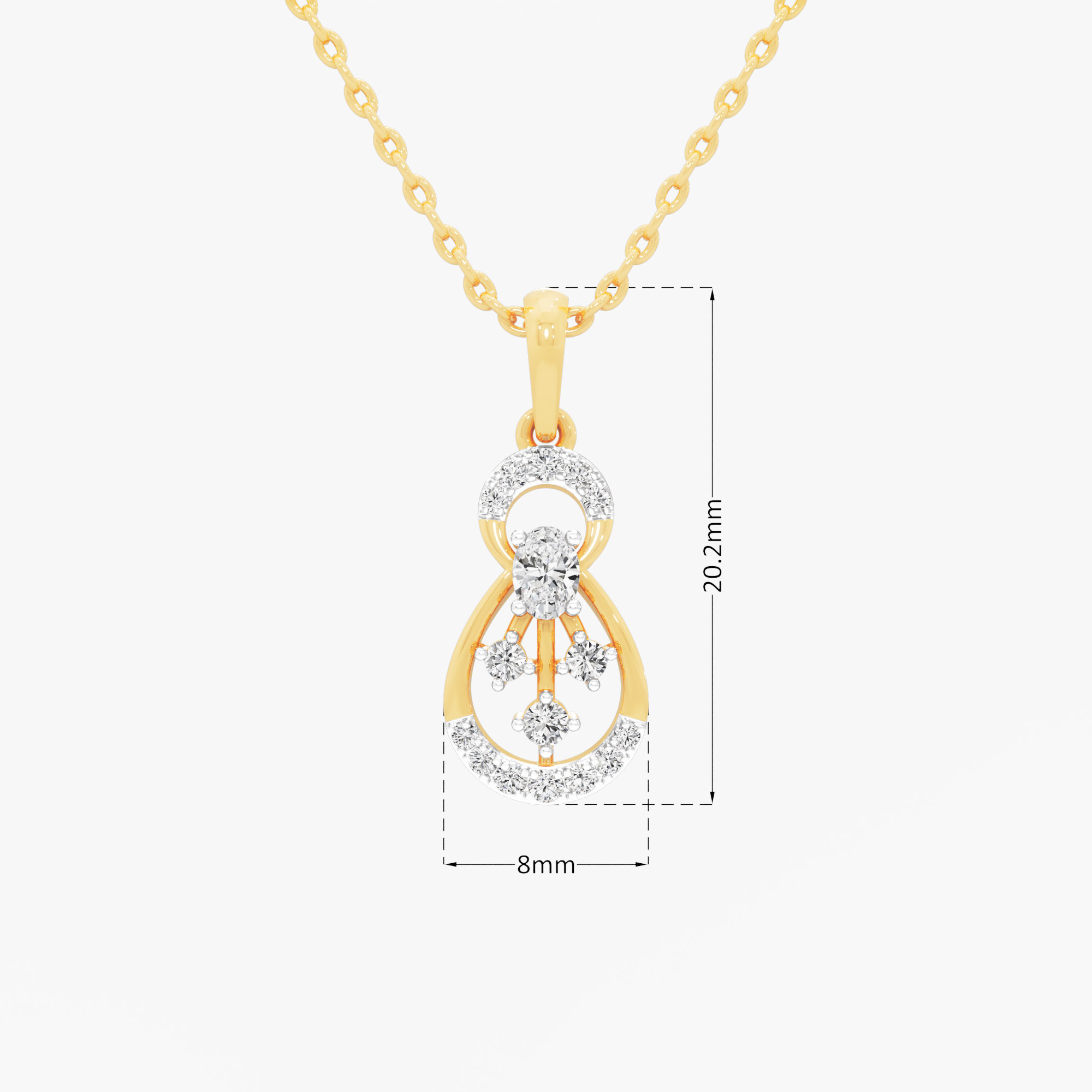 Ribbon Loop Diamond Pendant in 9KT Yellow Gold (Diamond Quality:FG-VVS VS)