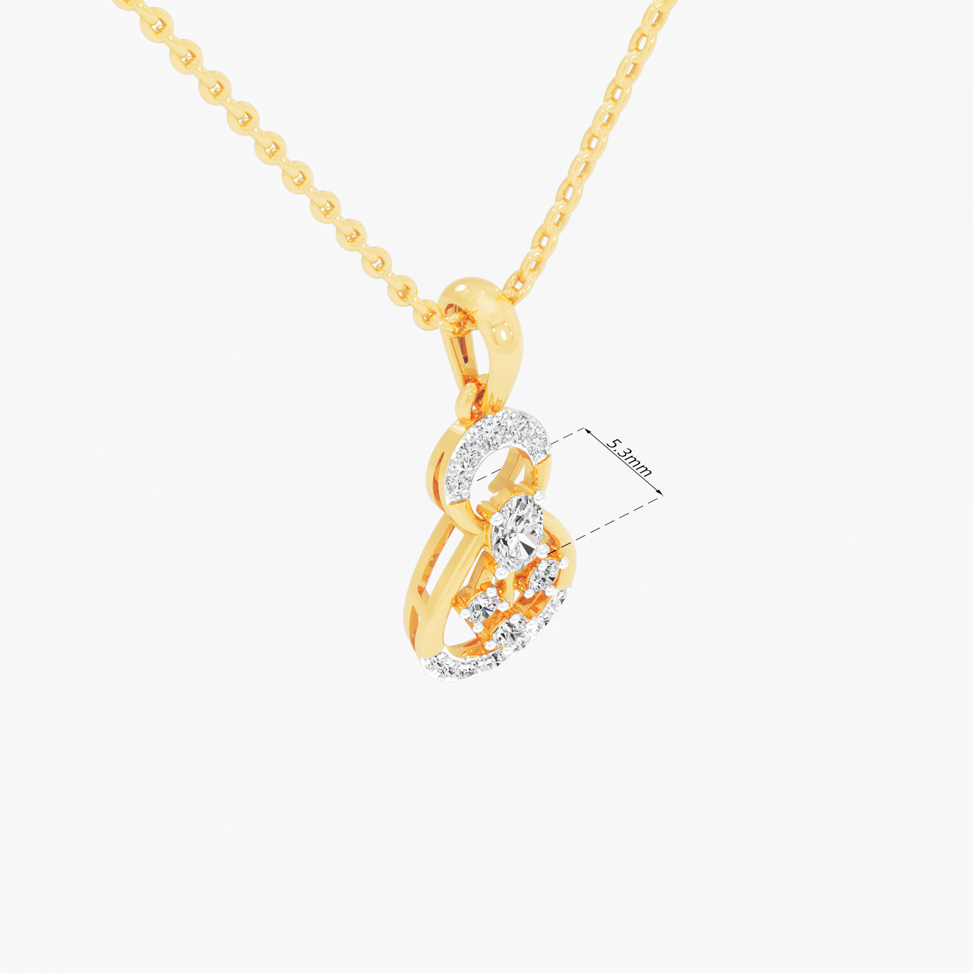 Ribbon Loop Diamond Pendant in 9KT Yellow Gold (Diamond Quality:FG-VVS VS)