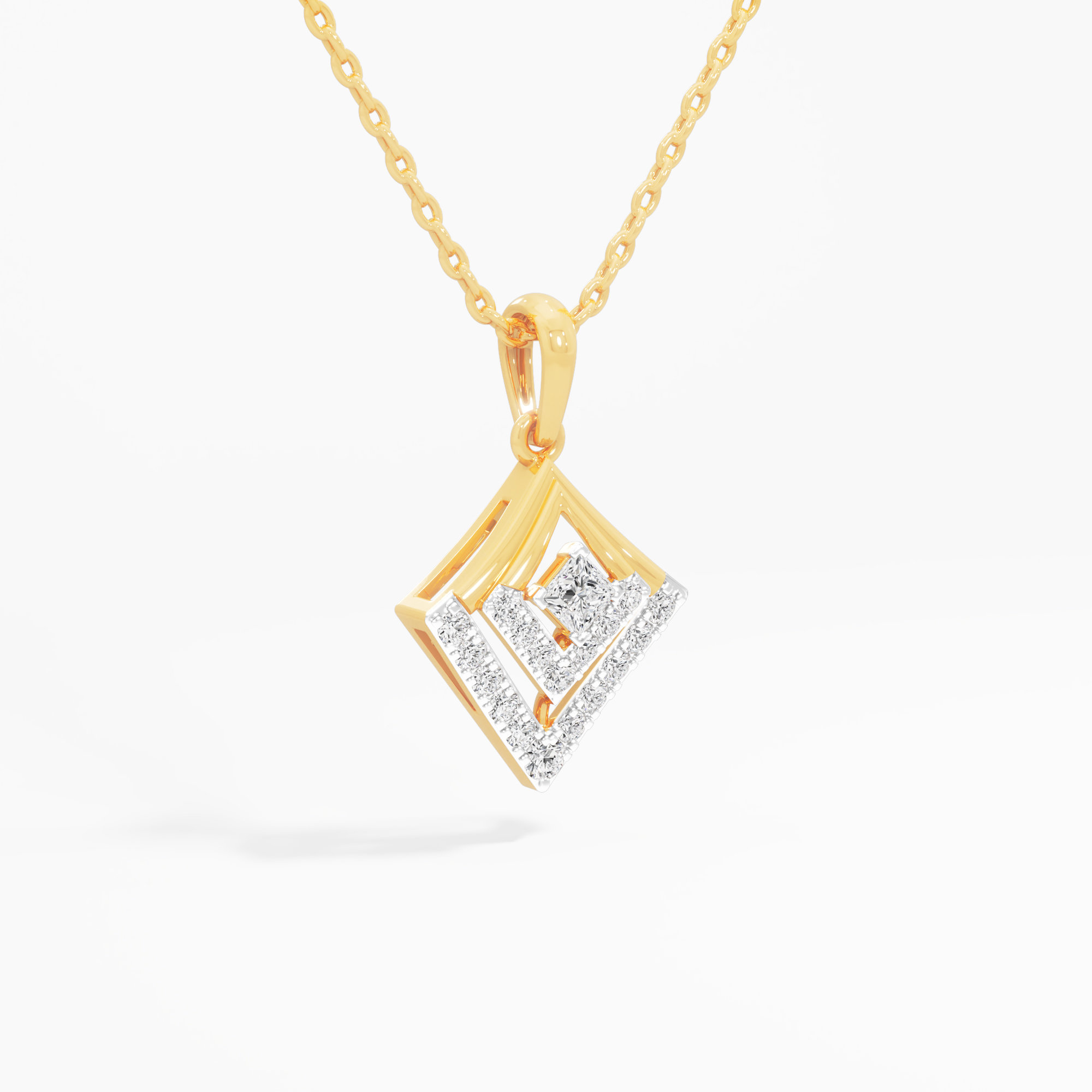 Prism Point Diamond Pendant in 9KT Yellow Gold (Diamond Quality:FG-VVS VS)
