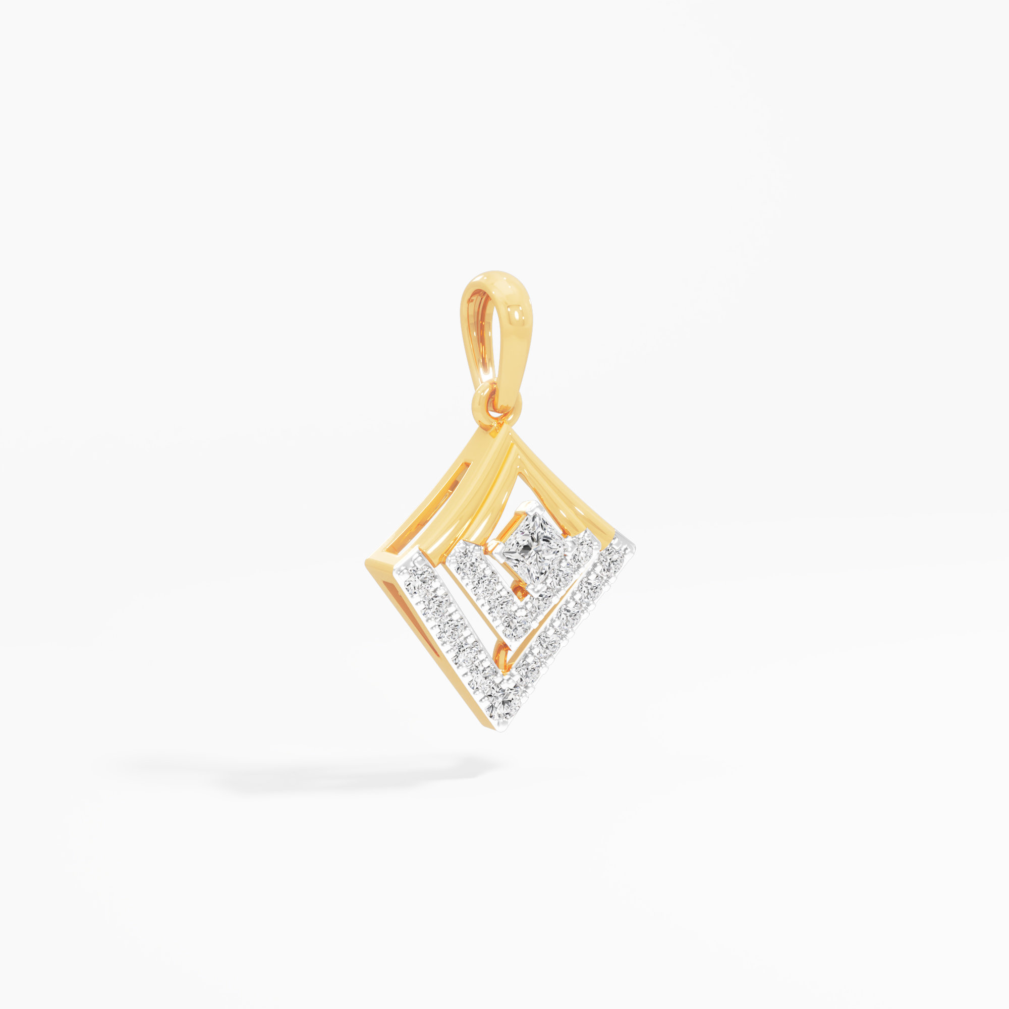 Prism Point Diamond Pendant in 9KT Yellow Gold (Diamond Quality:FG-VVS VS)