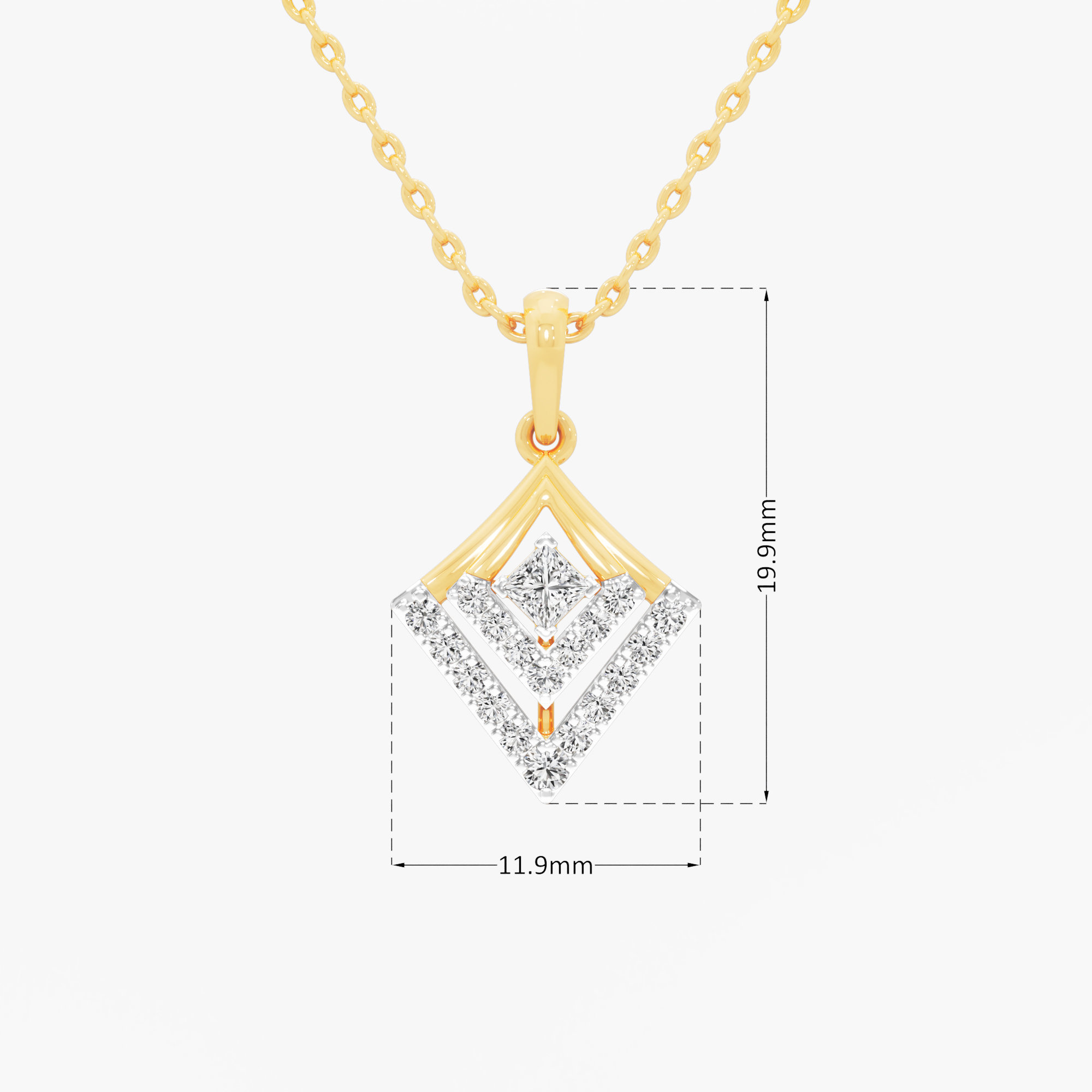 Prism Point Diamond Pendant in 9KT Yellow Gold (Diamond Quality:FG-VVS VS)