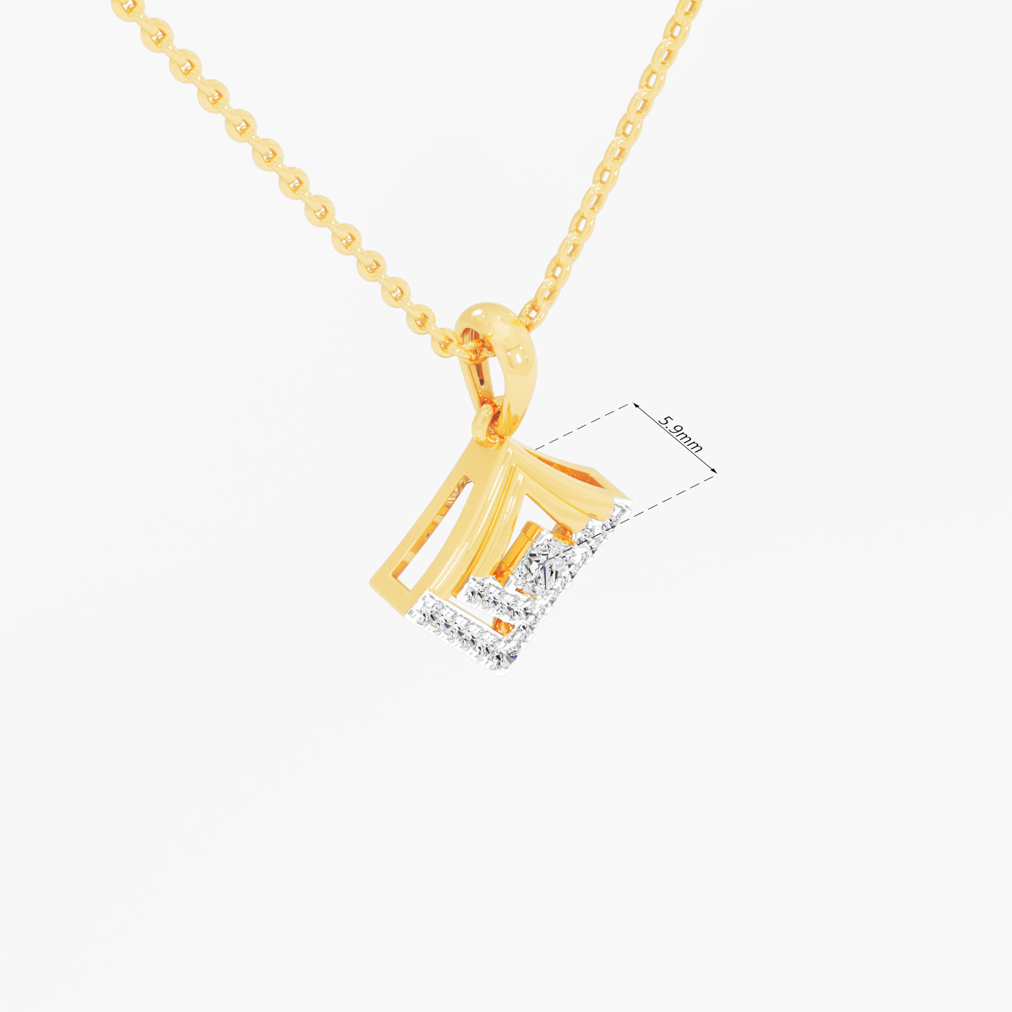 Prism Point Diamond Pendant in 9KT Yellow Gold (Diamond Quality:FG-VVS VS)