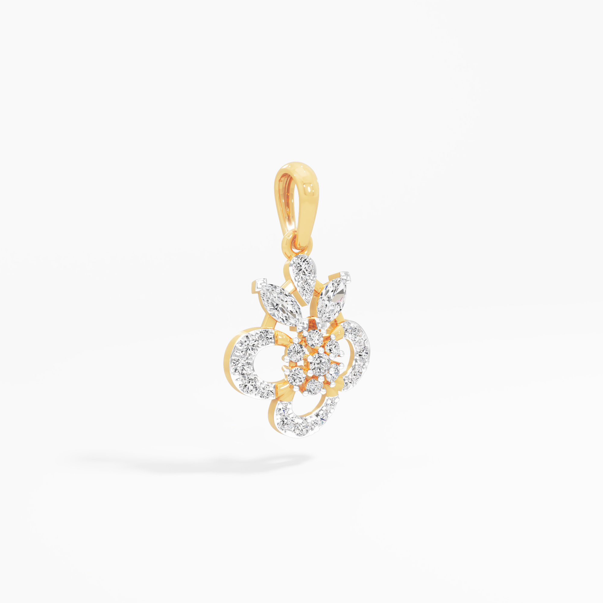 Sapphire Trefoil Diamond Pendant in 9KT Yellow Gold (Diamond Quality:FG-VVS VS)