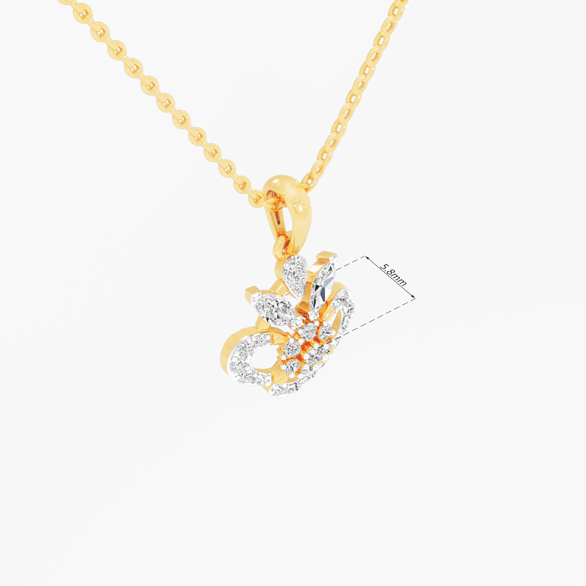 Sapphire Trefoil Diamond Pendant in 9KT Yellow Gold (Diamond Quality:FG-VVS VS)