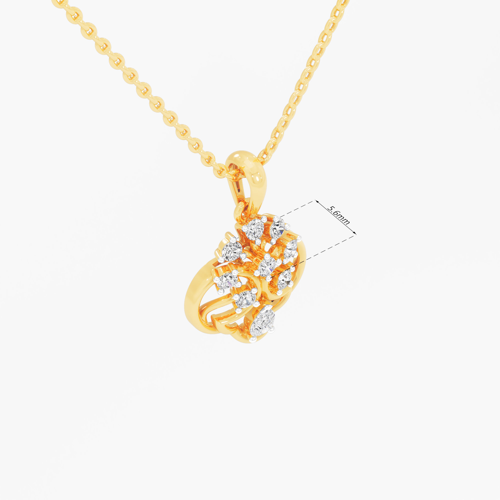 Filigree Rosette Diamond Pendant in 9KT Yellow Gold (Diamond Quality:FG-VVS VS)