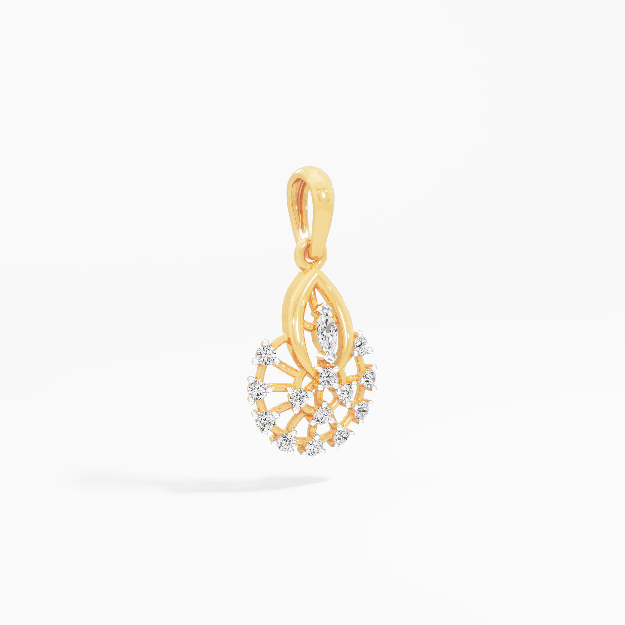 Halo Wheel Diamond Pendant in 9KT Yellow Gold (Diamond Quality:FG-VVS VS)