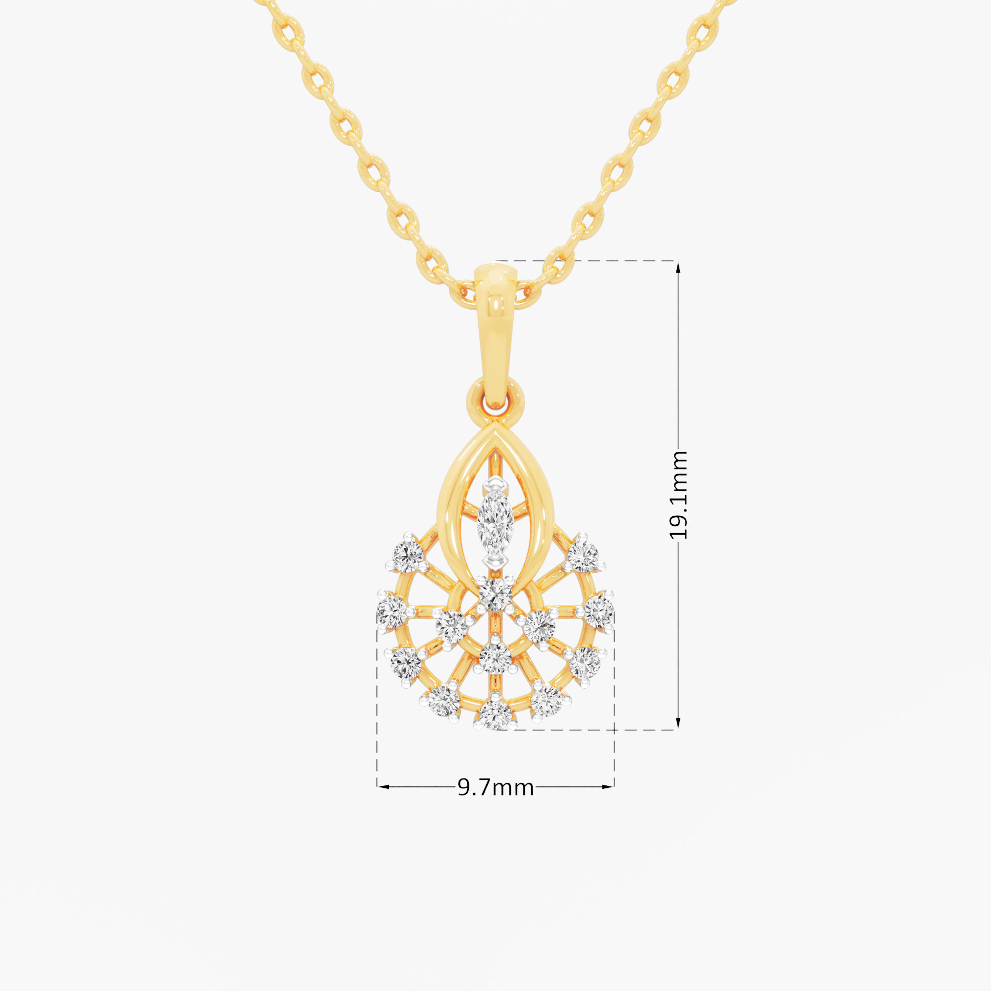 Halo Wheel Diamond Pendant in 9KT Yellow Gold (Diamond Quality:FG-VVS VS)
