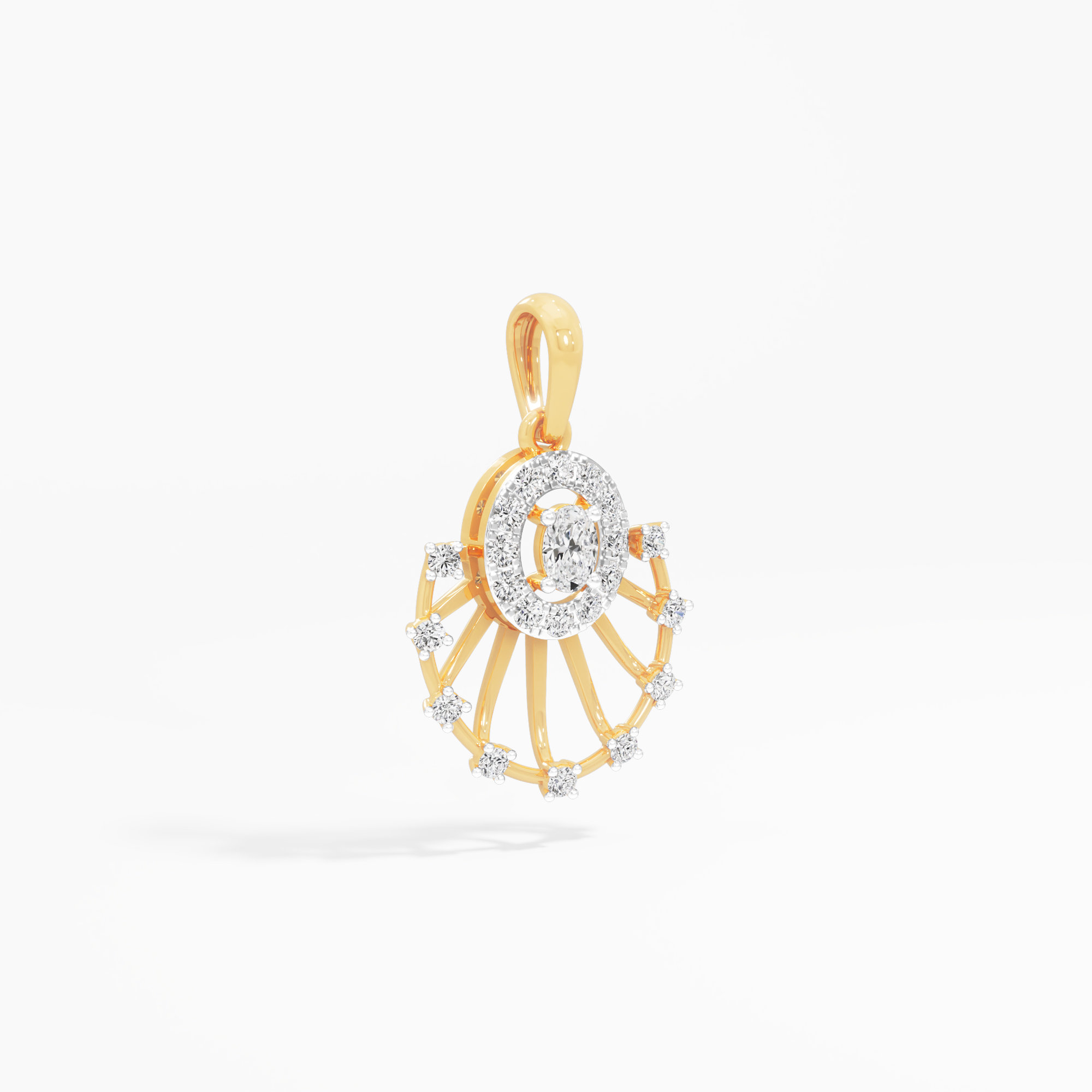 Sunray Halo Diamond Pendant in 9KT Yellow Gold (Diamond Quality:FG-VVS VS)