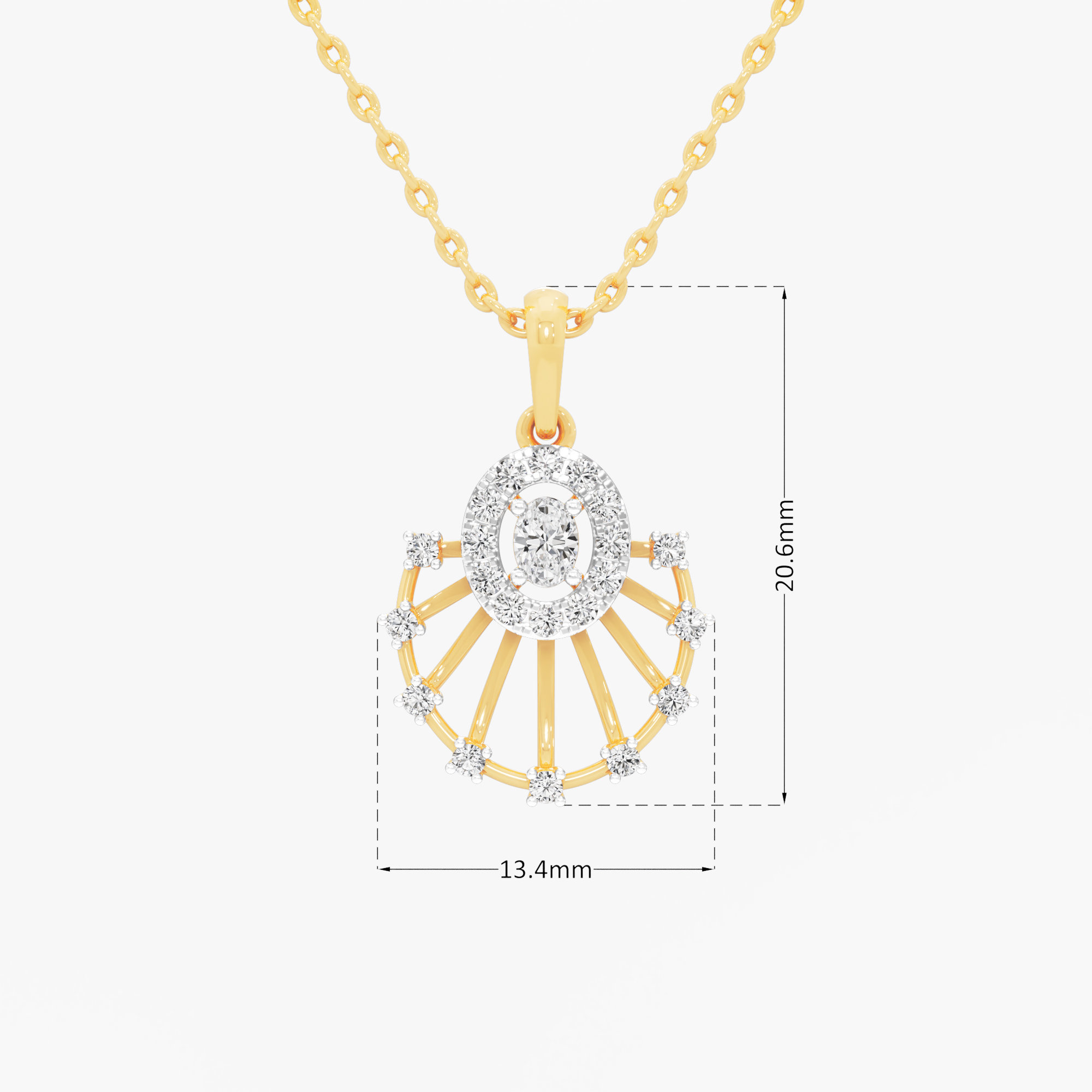 Sunray Halo Diamond Pendant in 9KT Yellow Gold (Diamond Quality:FG-VVS VS)