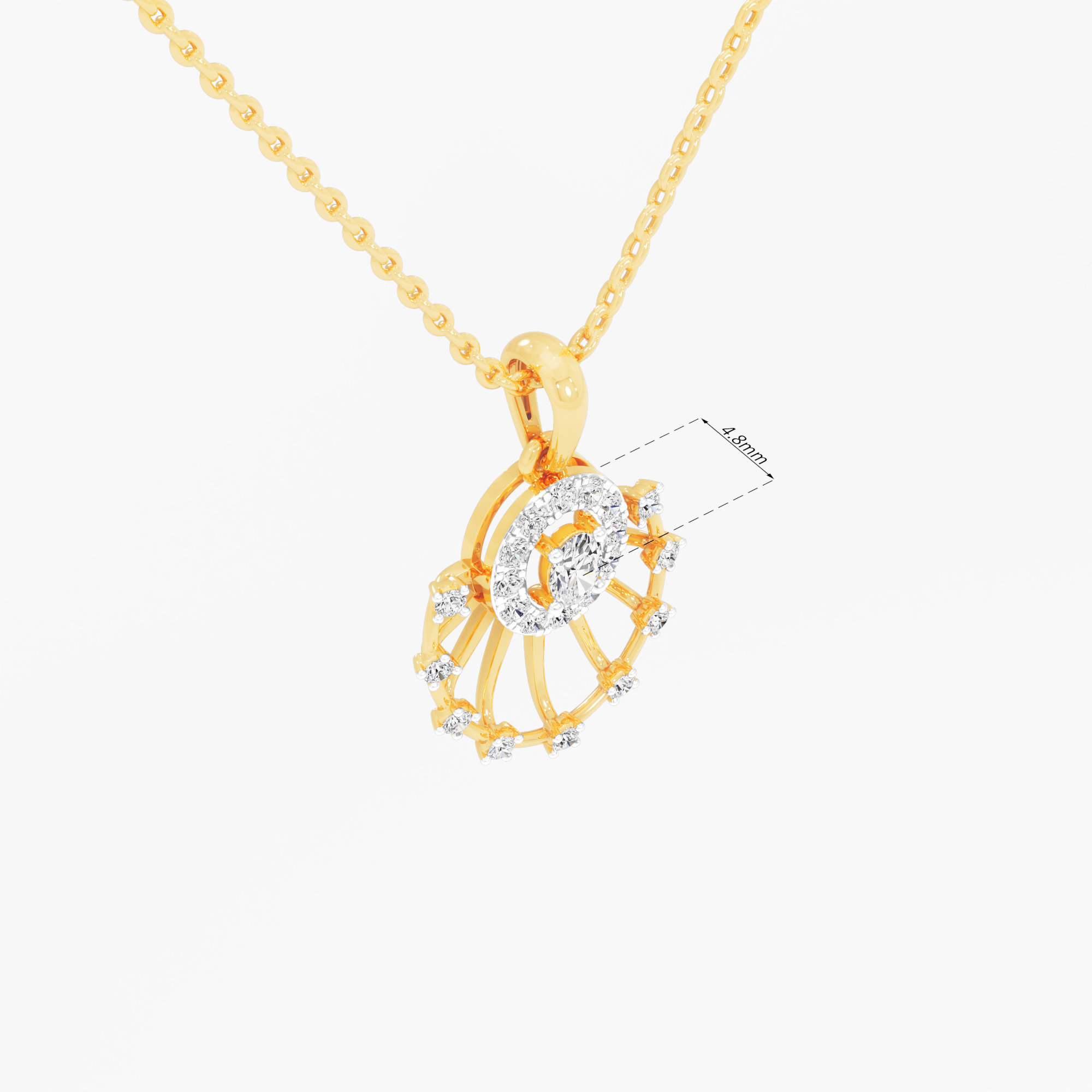 Sunray Halo Diamond Pendant in 9KT Yellow Gold (Diamond Quality:FG-VVS VS)