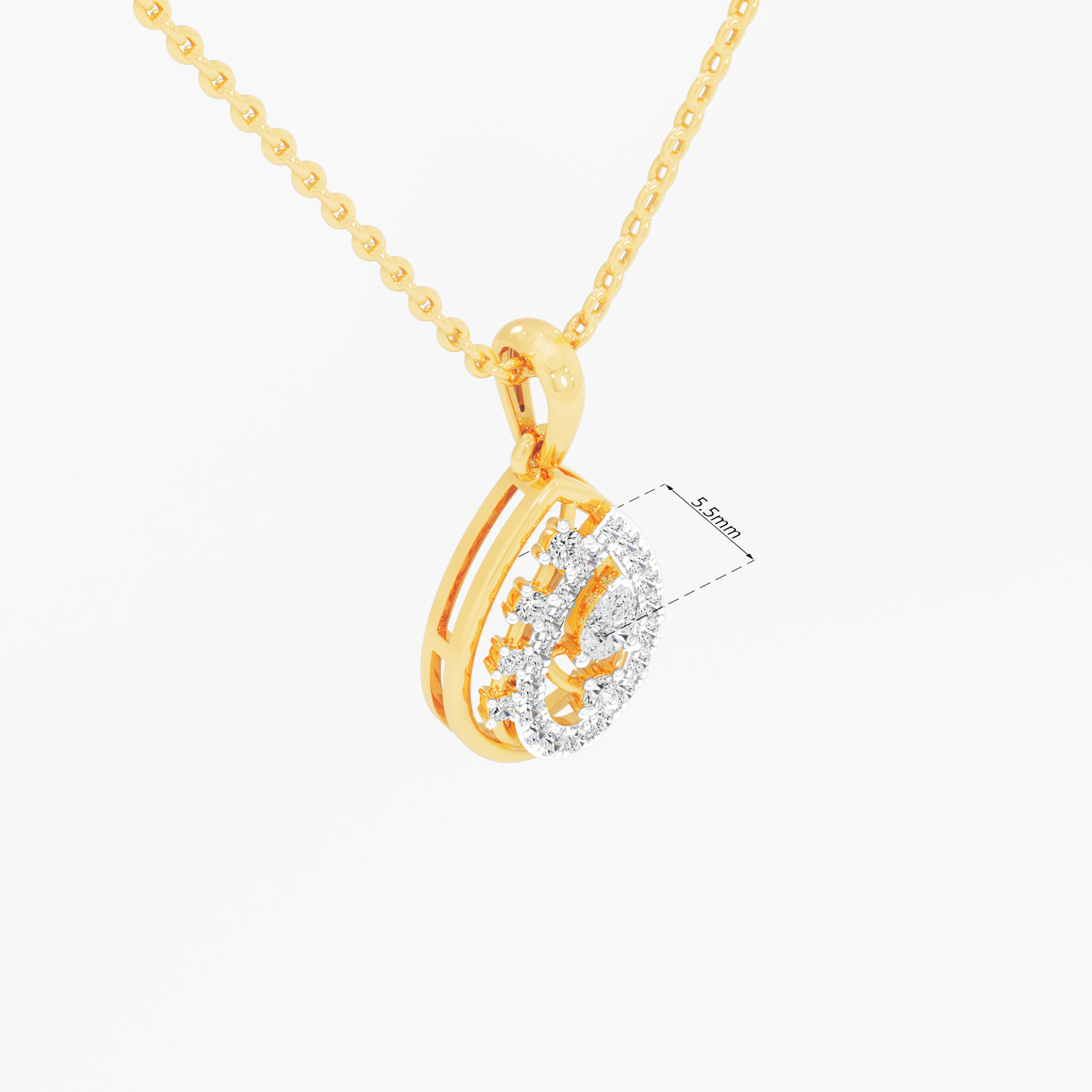 Dew Drop Diamond Pendant in 9KT Yellow Gold (Diamond Quality:FG-VVS VS)