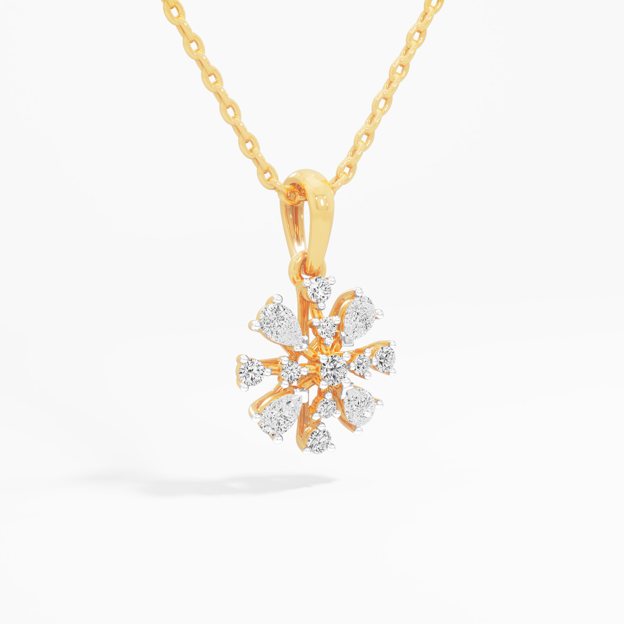 Frost Star Diamond Pendant in 9KT Yellow Gold (Diamond Quality:FG-VVS VS)