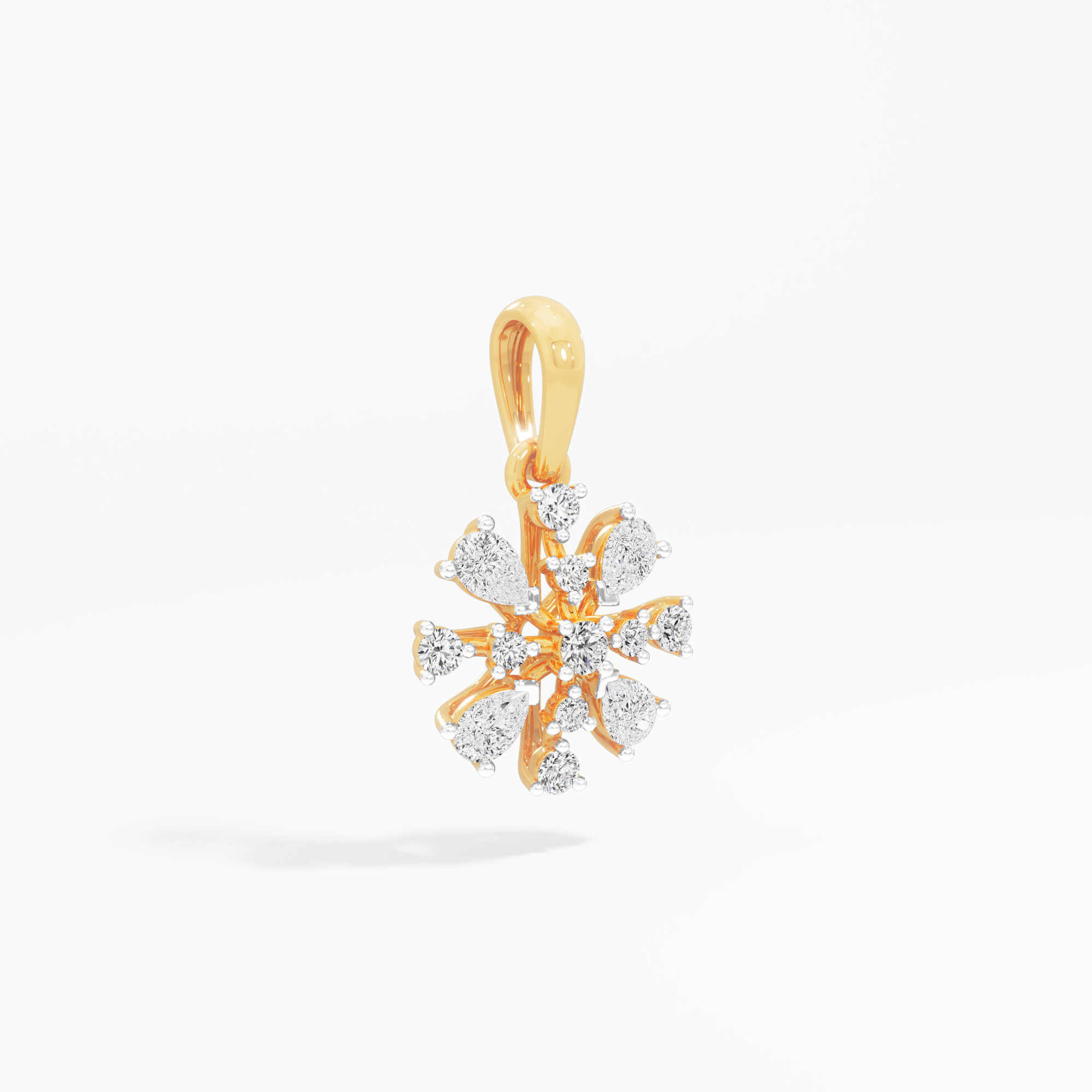 Frost Star Diamond Pendant in 9KT Yellow Gold (Diamond Quality:FG-VVS VS)