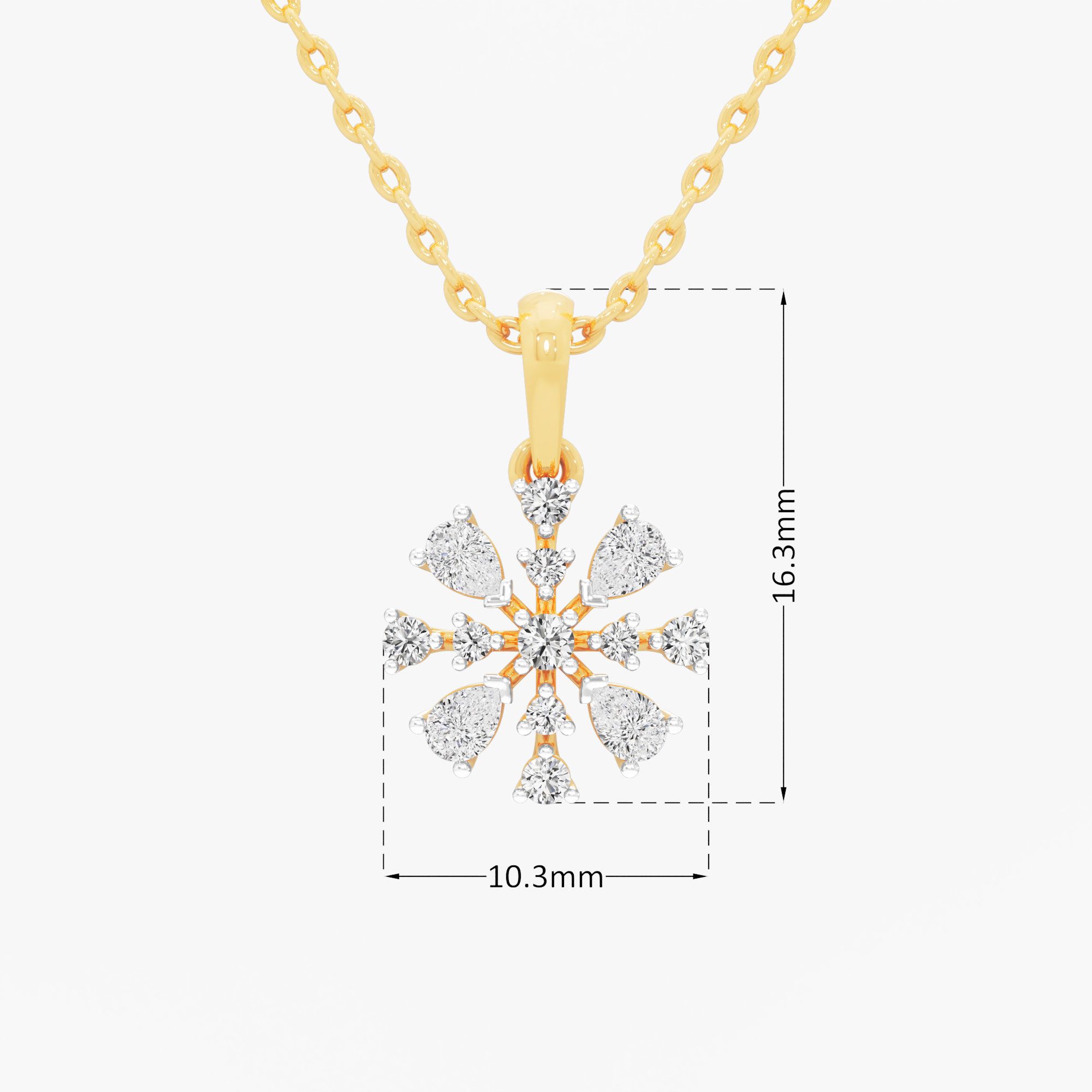 Frost Star Diamond Pendant in 9KT Yellow Gold (Diamond Quality:FG-VVS VS)