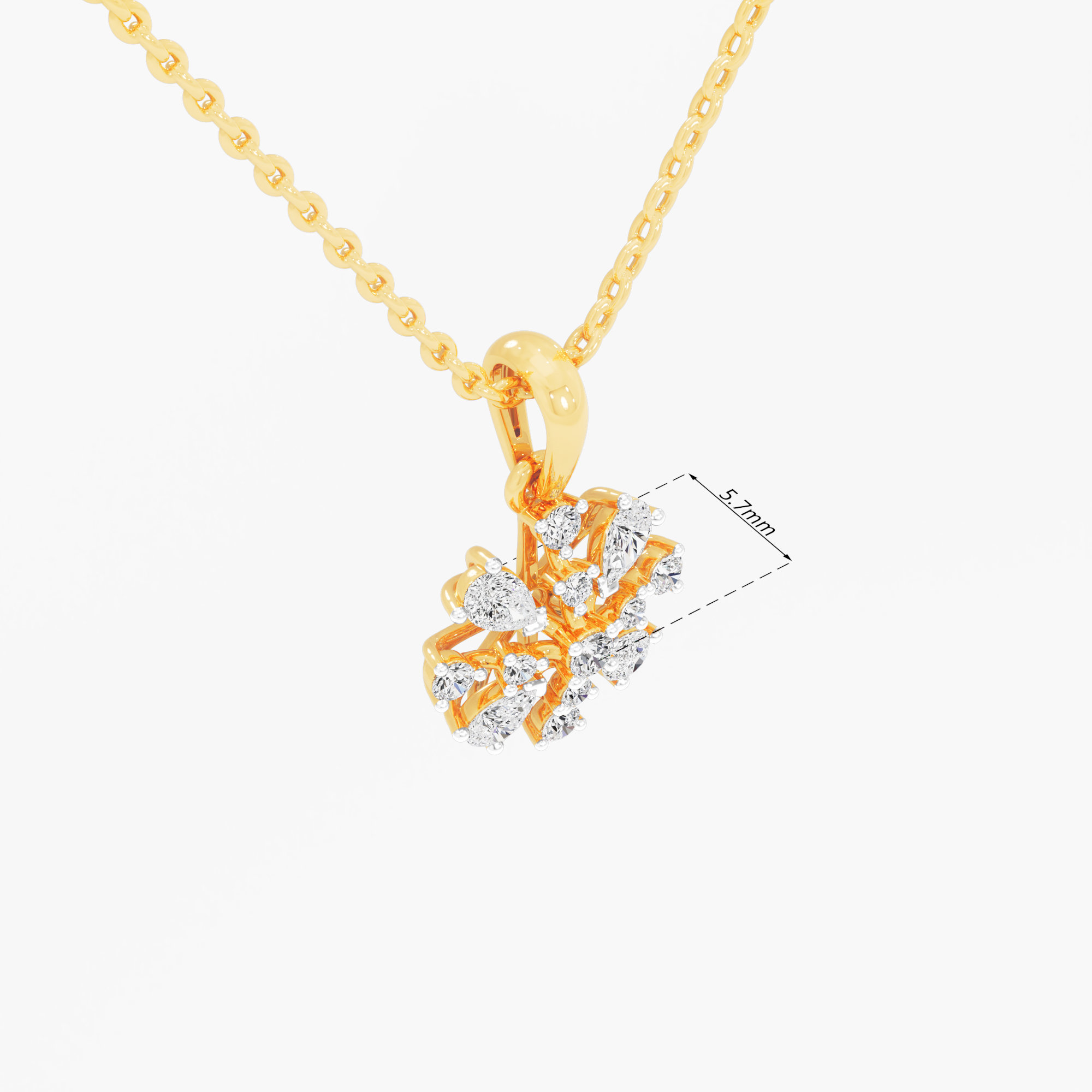 Frost Star Diamond Pendant in 9KT Yellow Gold (Diamond Quality:FG-VVS VS)