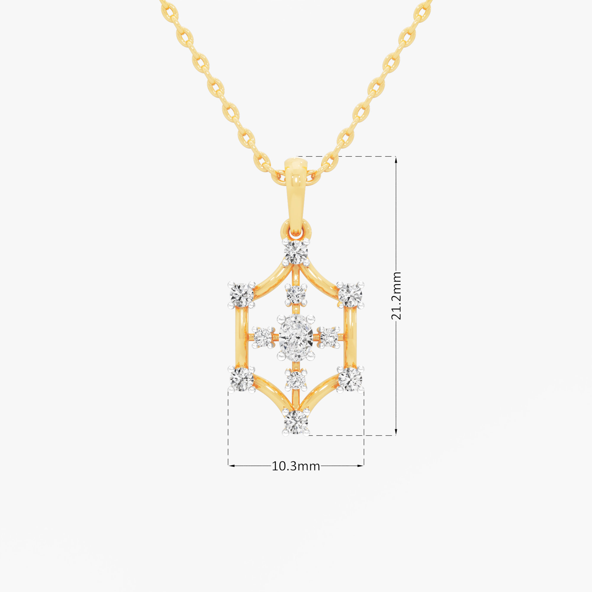 Hexa Charm Diamond Pendant in 9KT Yellow Gold (Diamond Quality:FG-VVS VS)