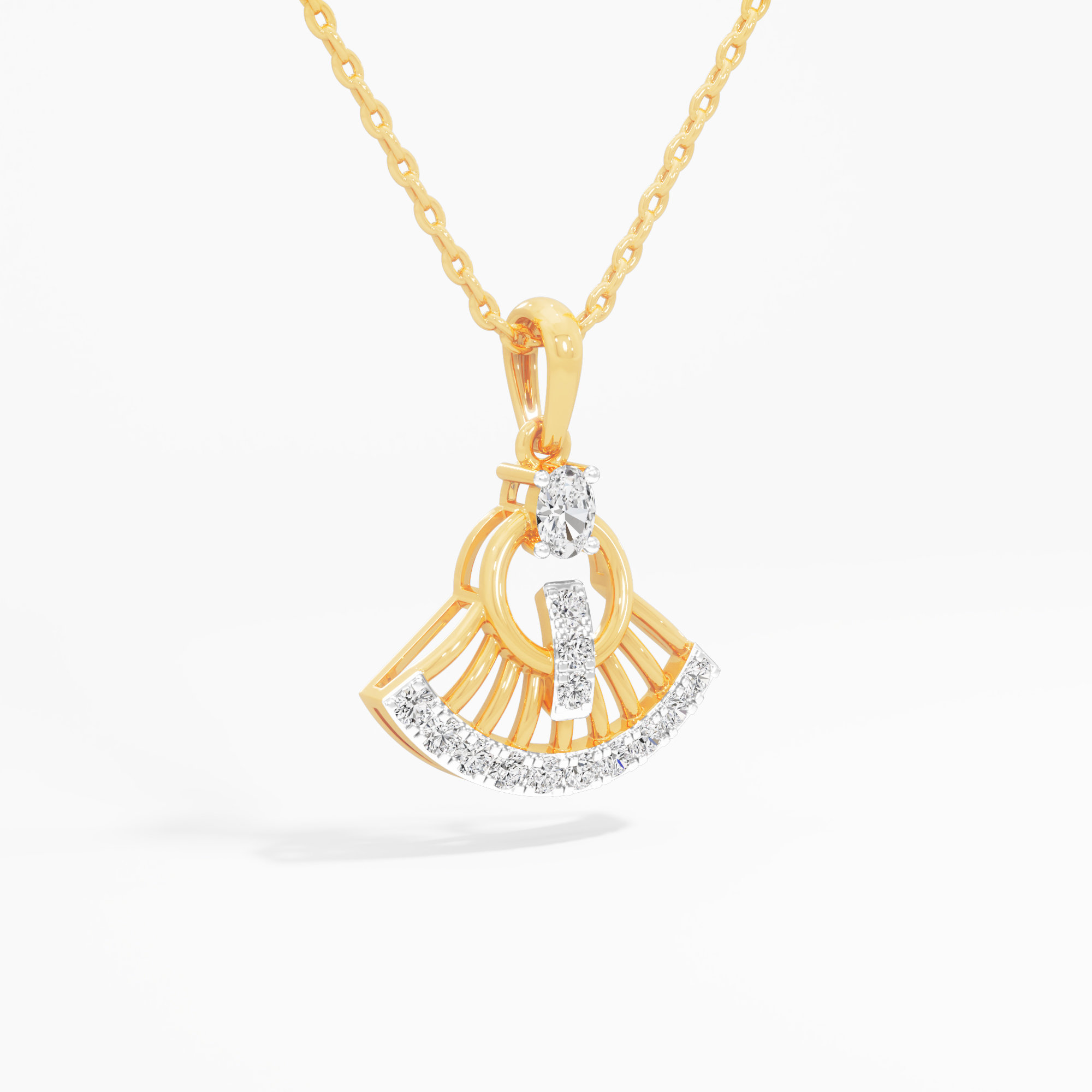 Solaris Wing Diamond Pendant in 9KT Yellow Gold (Diamond Quality:FG-VVS VS)