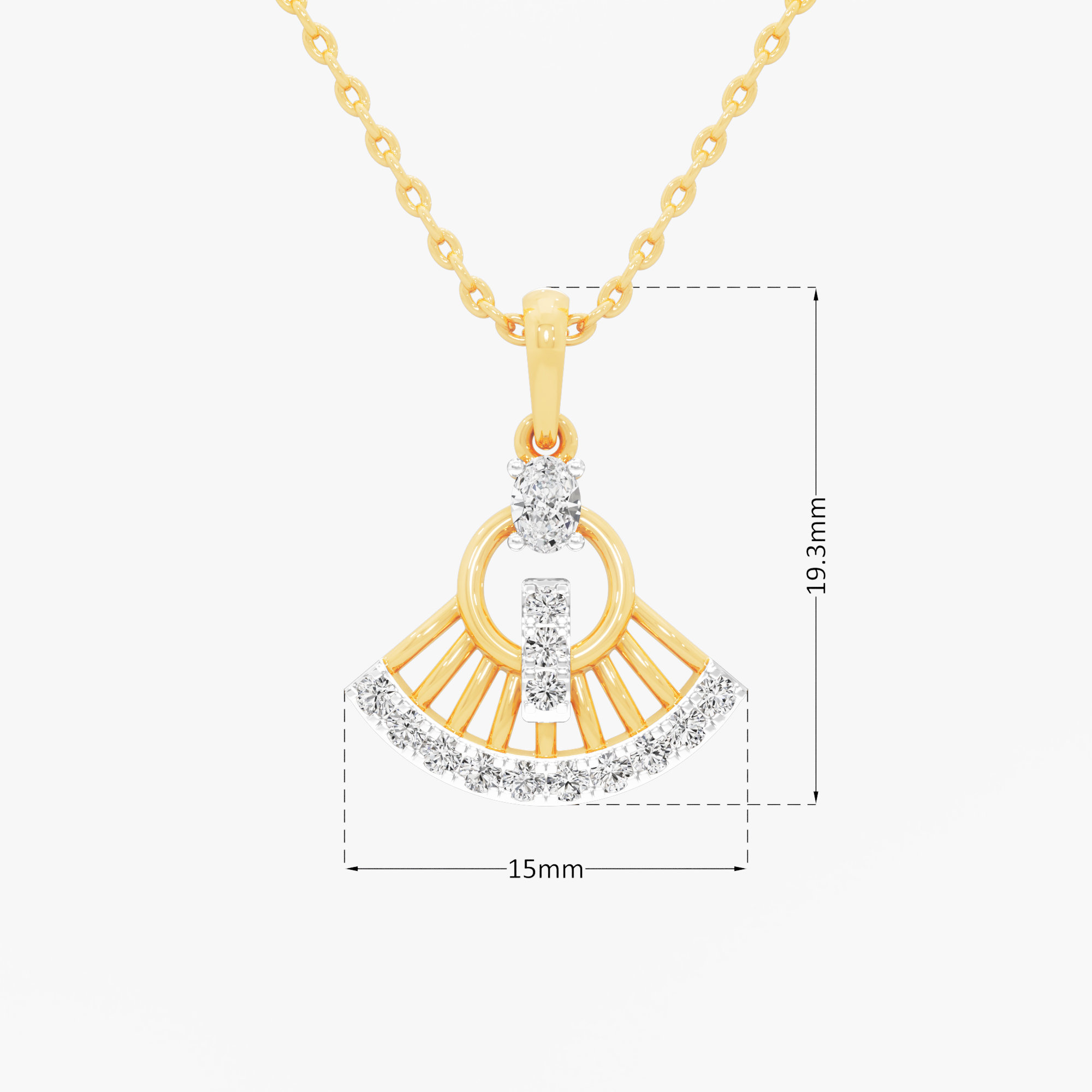Solaris Wing Diamond Pendant in 9KT Yellow Gold (Diamond Quality:FG-VVS VS)