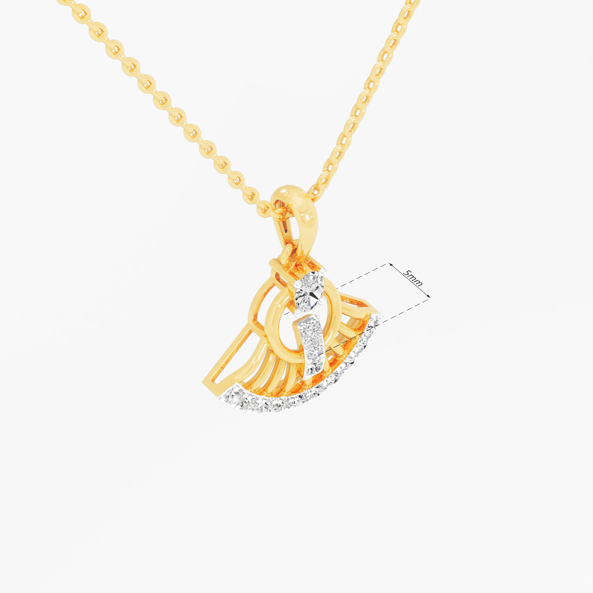 Solaris Wing Diamond Pendant in 9KT Yellow Gold (Diamond Quality:FG-VVS VS)