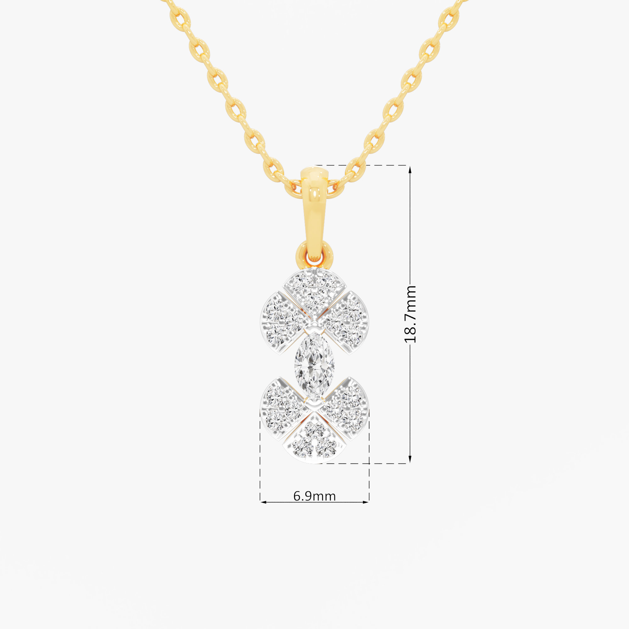 Celestial Cross Diamond Pendant in 9KT Yellow Gold (Diamond Quality:FG-VVS VS)